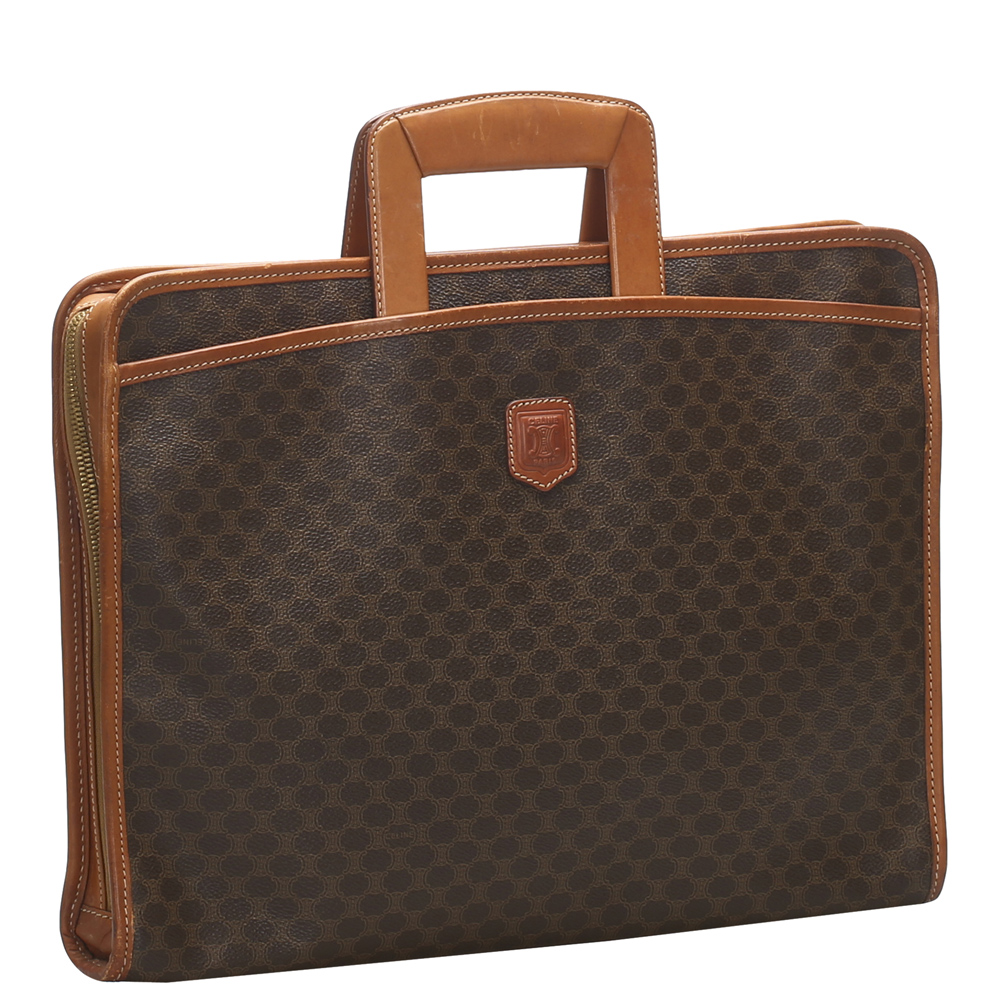 

Celine Brown Macadam Coated Canvas Business Bag