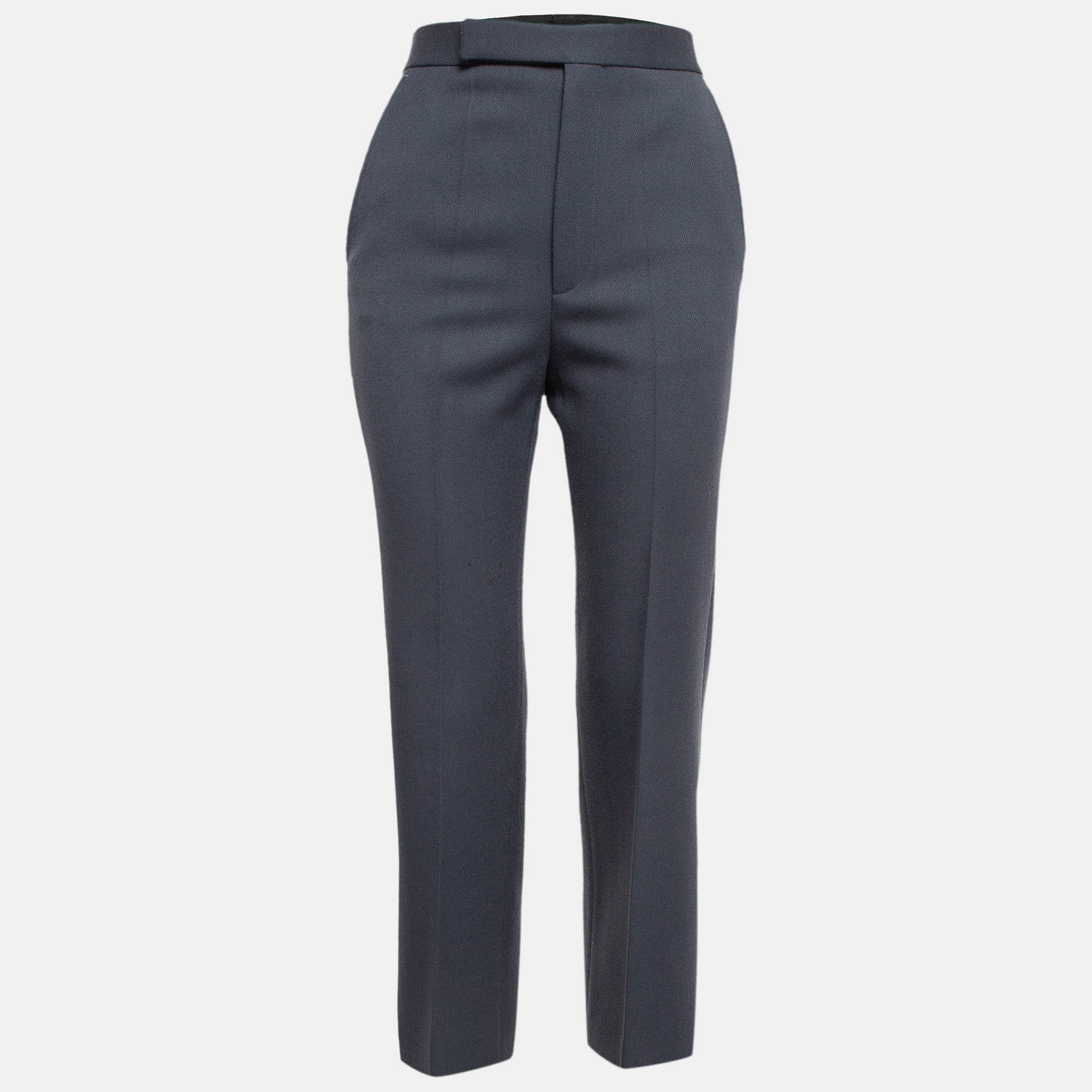 

Celine Navy Grey Wool Twill Formal Trousers S