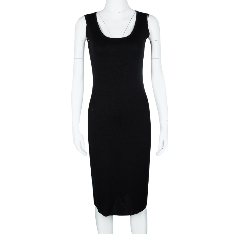 

Celine Vintage Black Wool Sleeveless Bodycon Dress