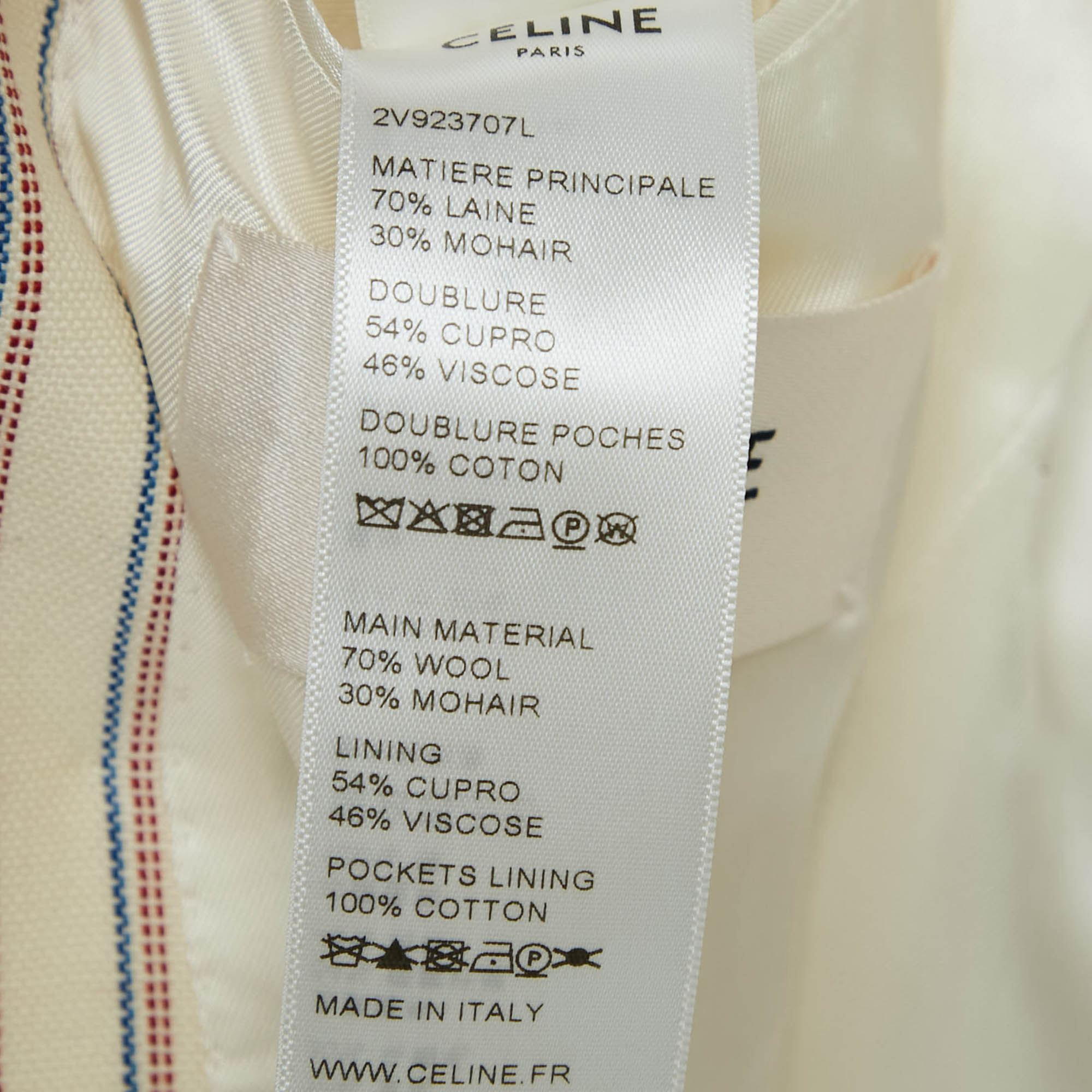 Celine Cream Striped Wool Double Breasted Blazer S 