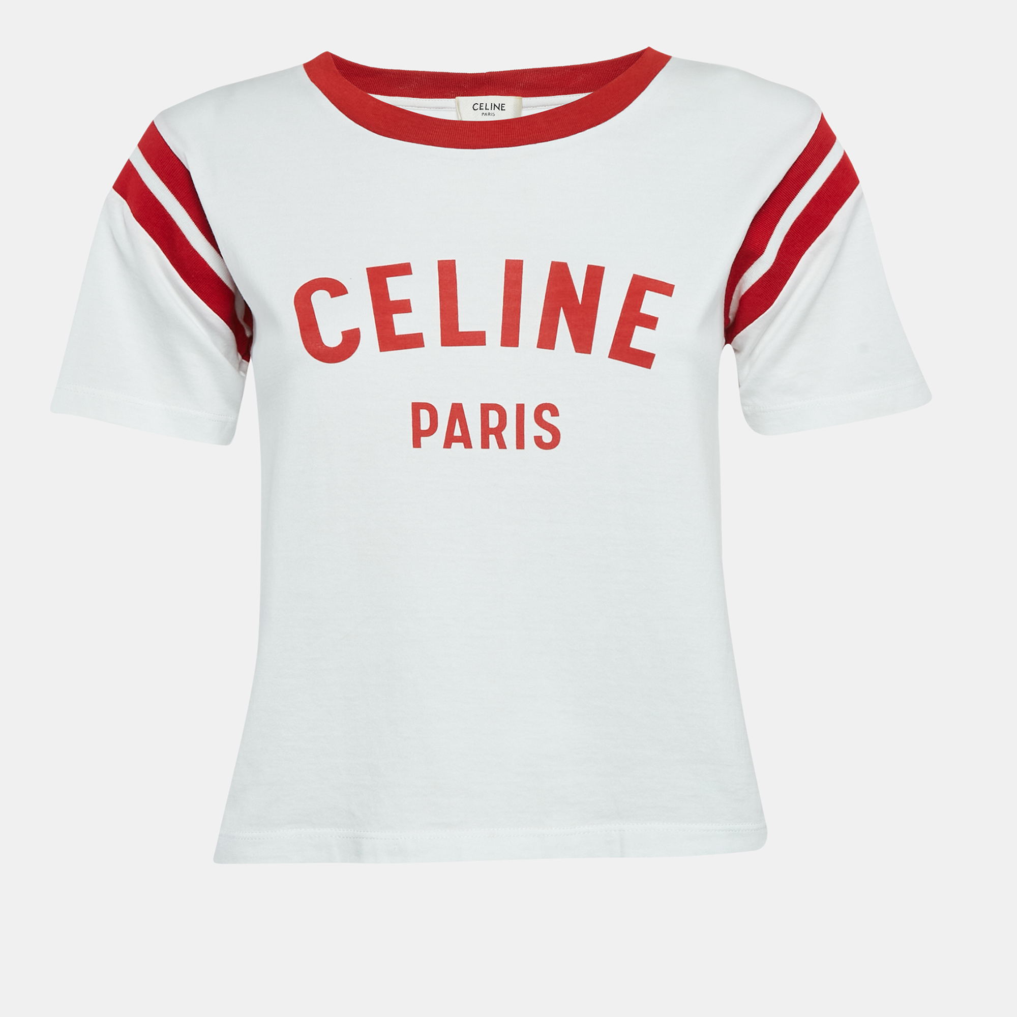 

Celine White Logo Print Jersey T-Shirt S