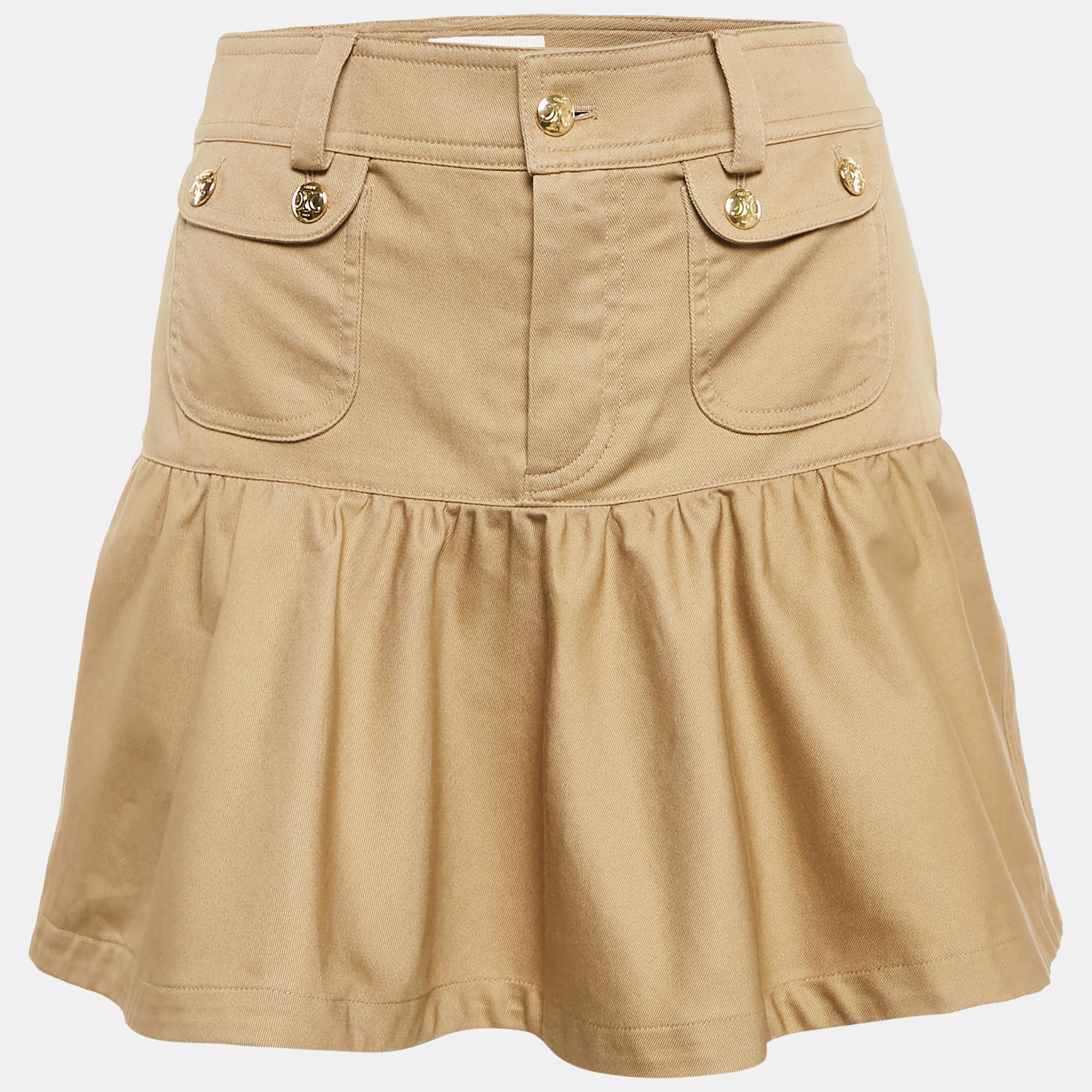 

Celine Brown Cotton Flared Mini Skirt S