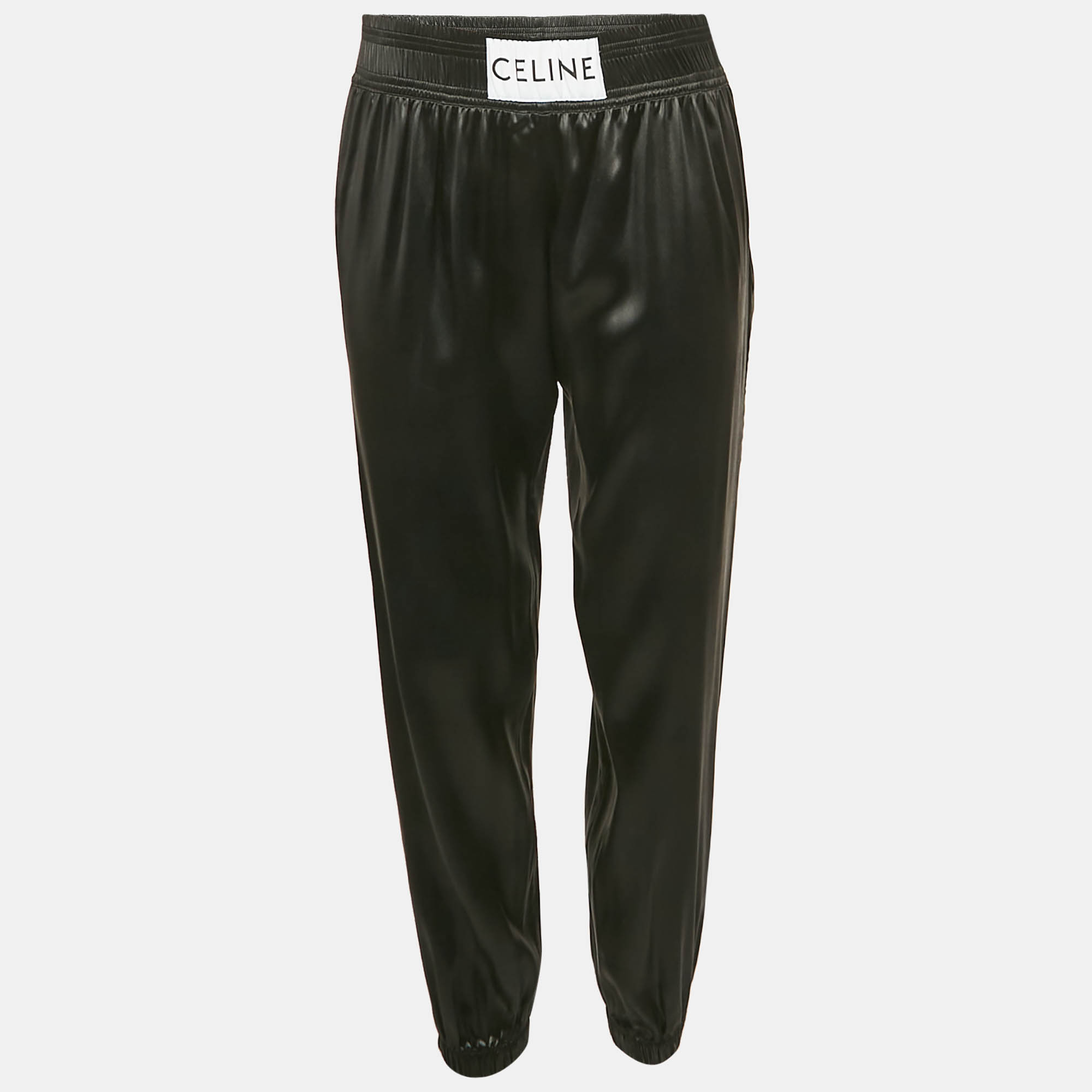 

Celine Black Satin Silk Blend Trousers M