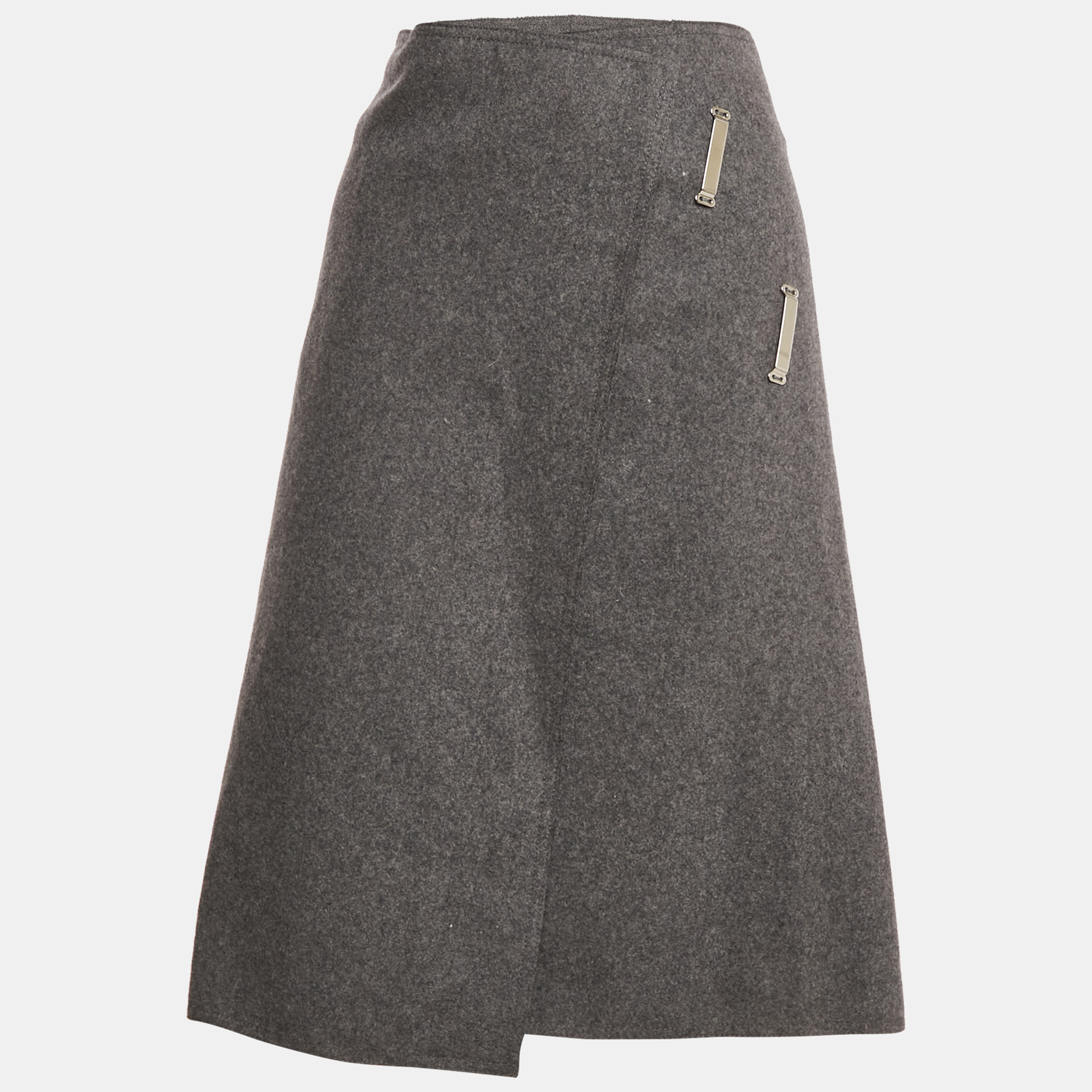 

Celine Grey Wool Asymmetric Wrap Pencil Skirt S