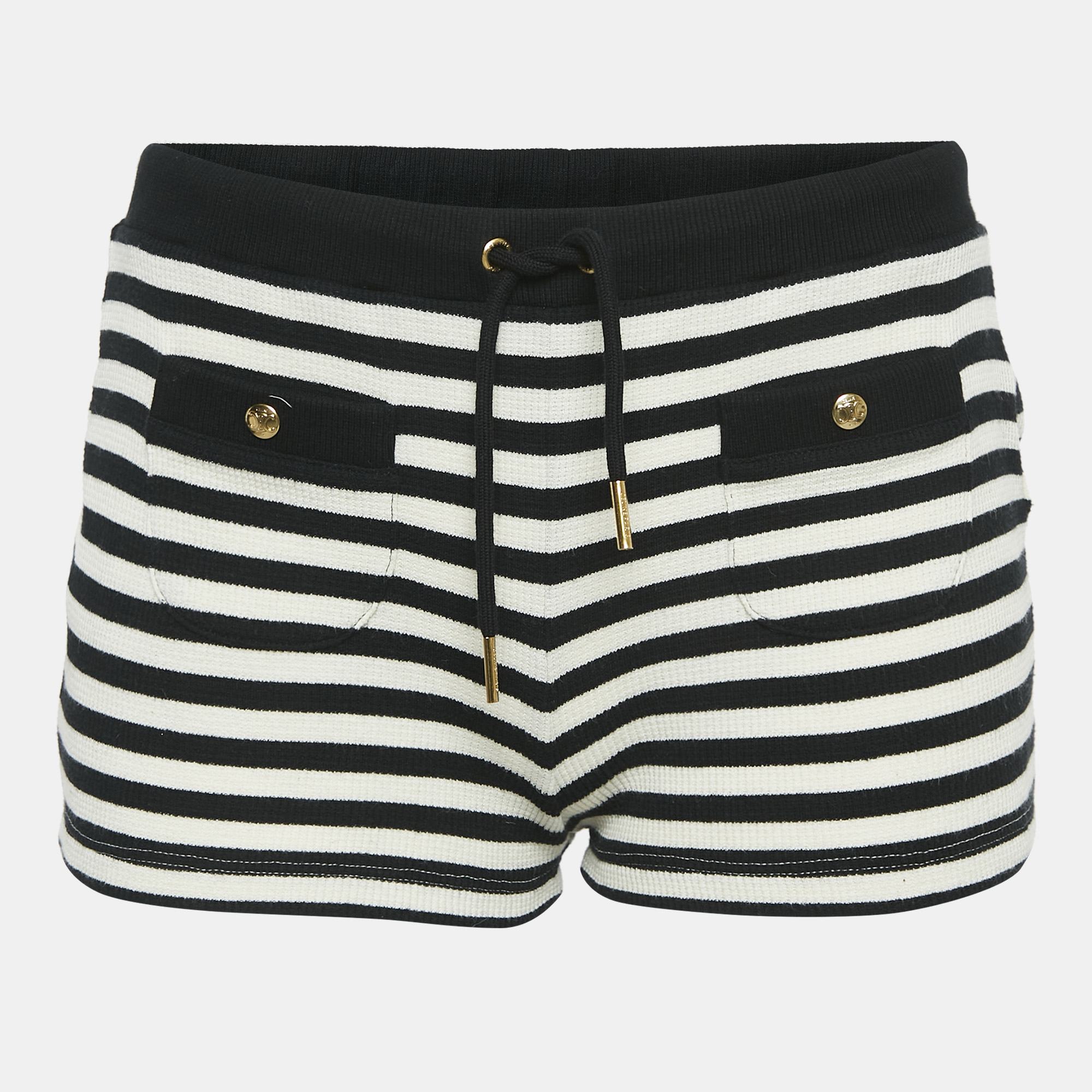 

Celine Black Rib Knit Marinière Shorts XS