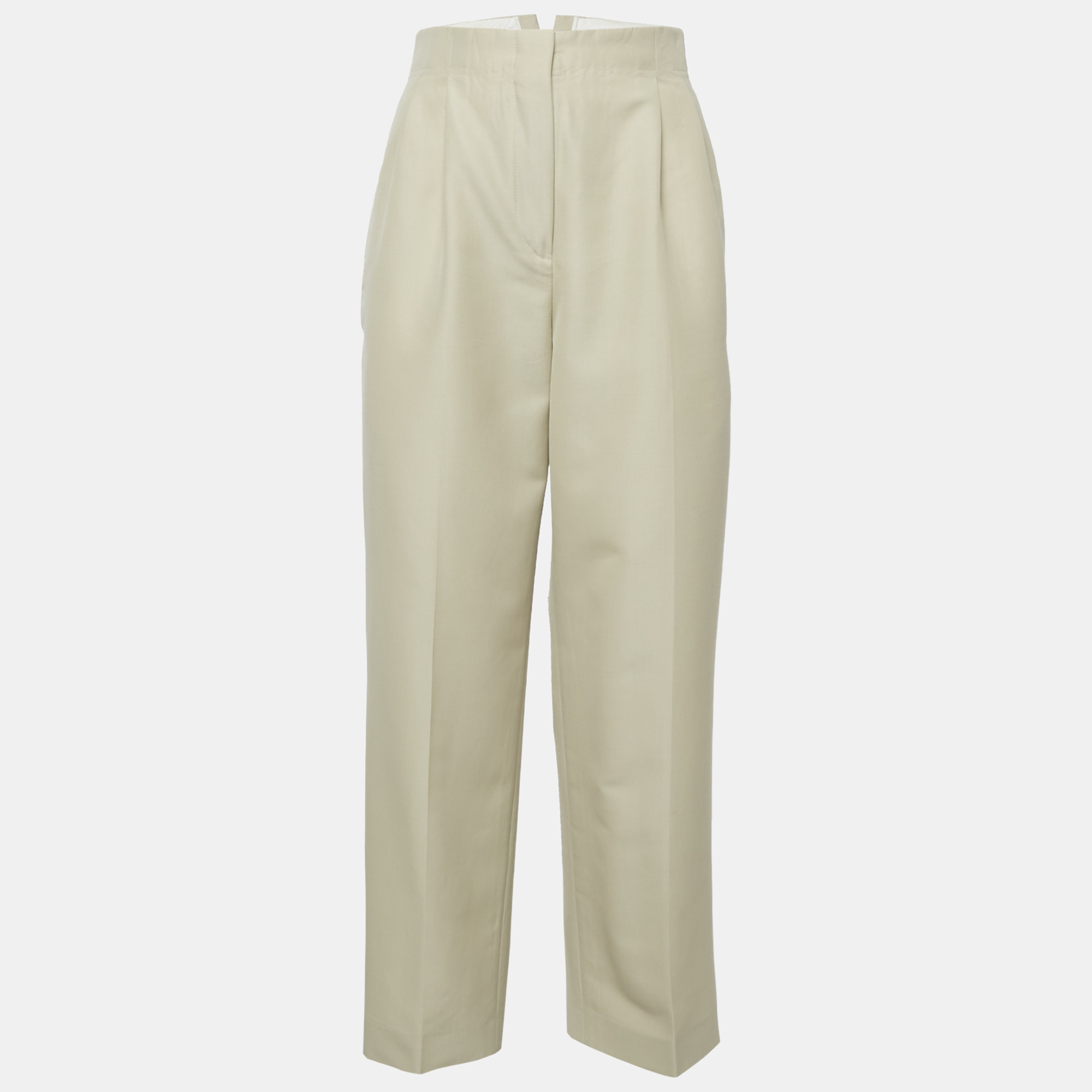 

Celine Beige Wool Pleated High Rise Trousers S