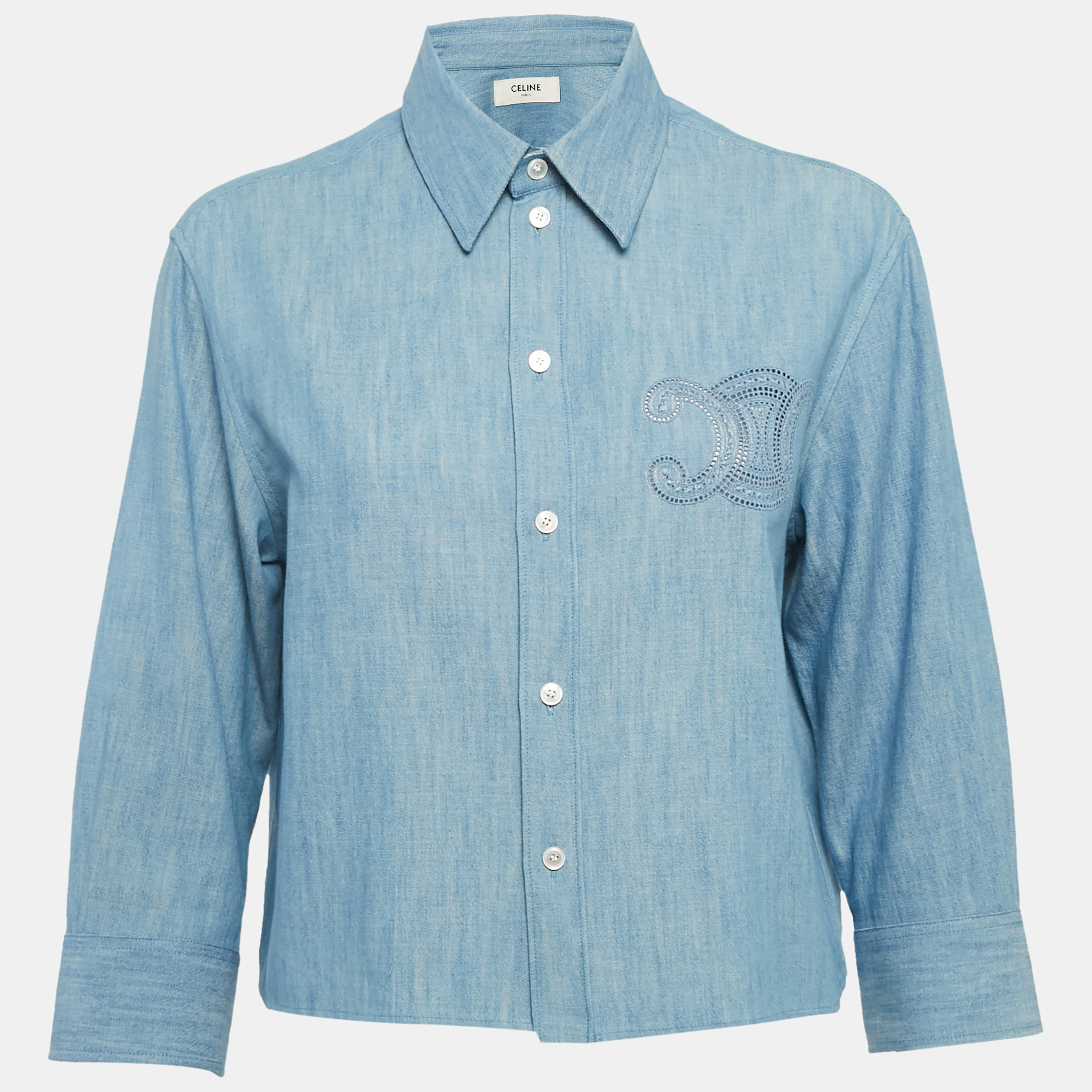 

Celine Blue Triomphe Chambray Shirt S