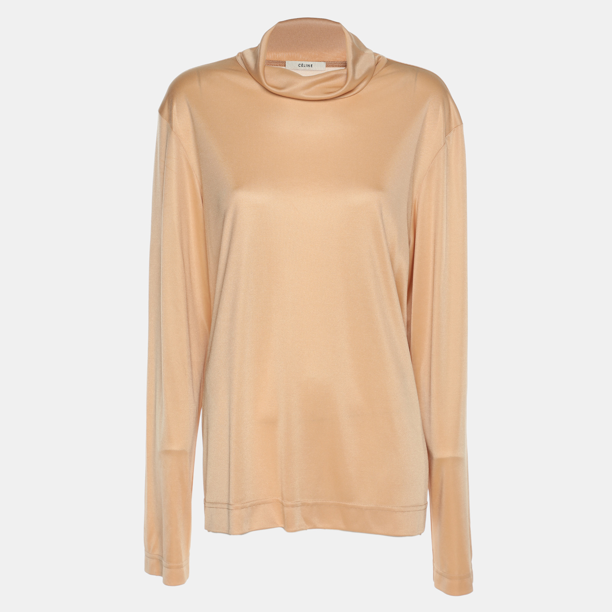 

Celine Beige Stretch Knit High Neck Top M