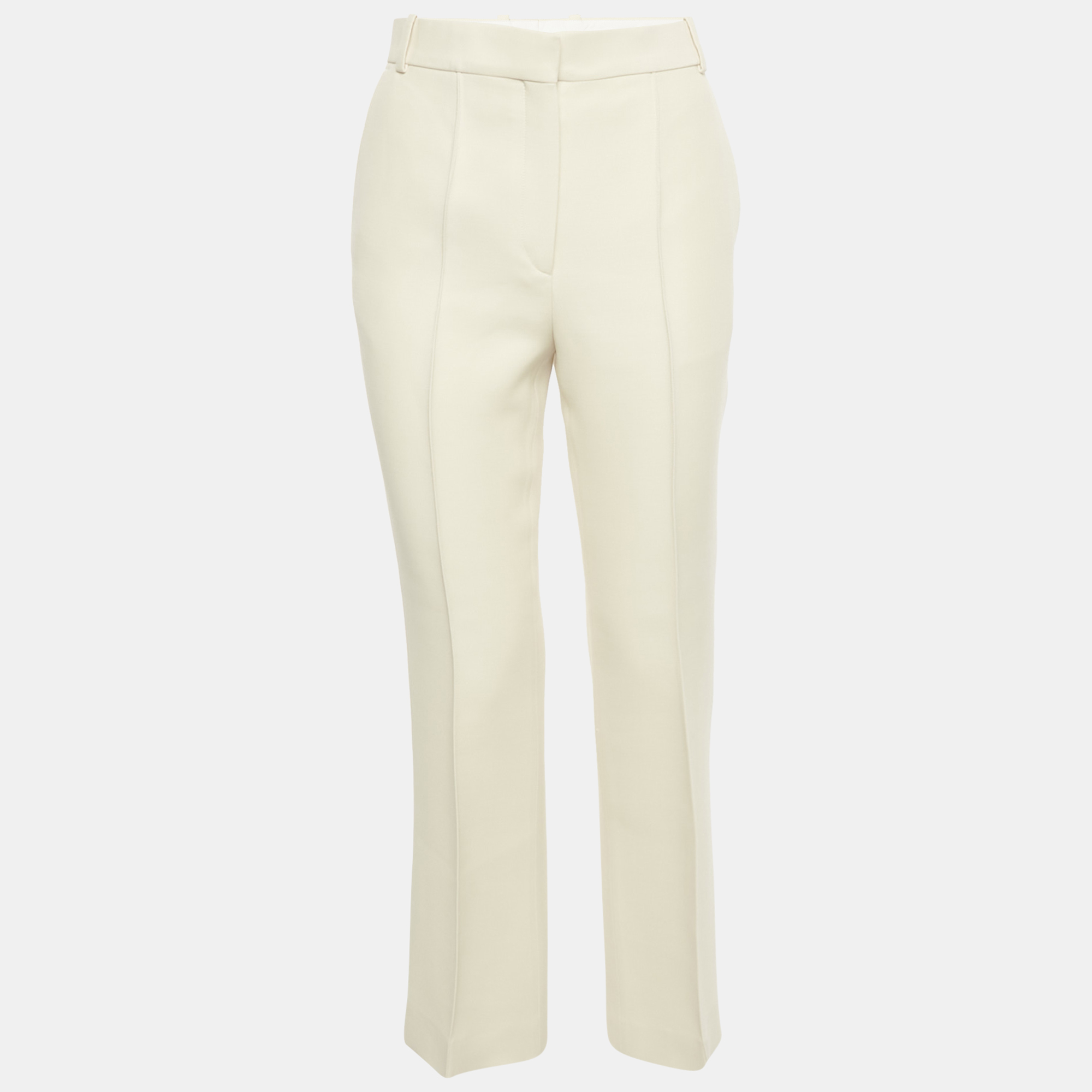 

Celine Cream Wool Blend Wide Leg Trousers