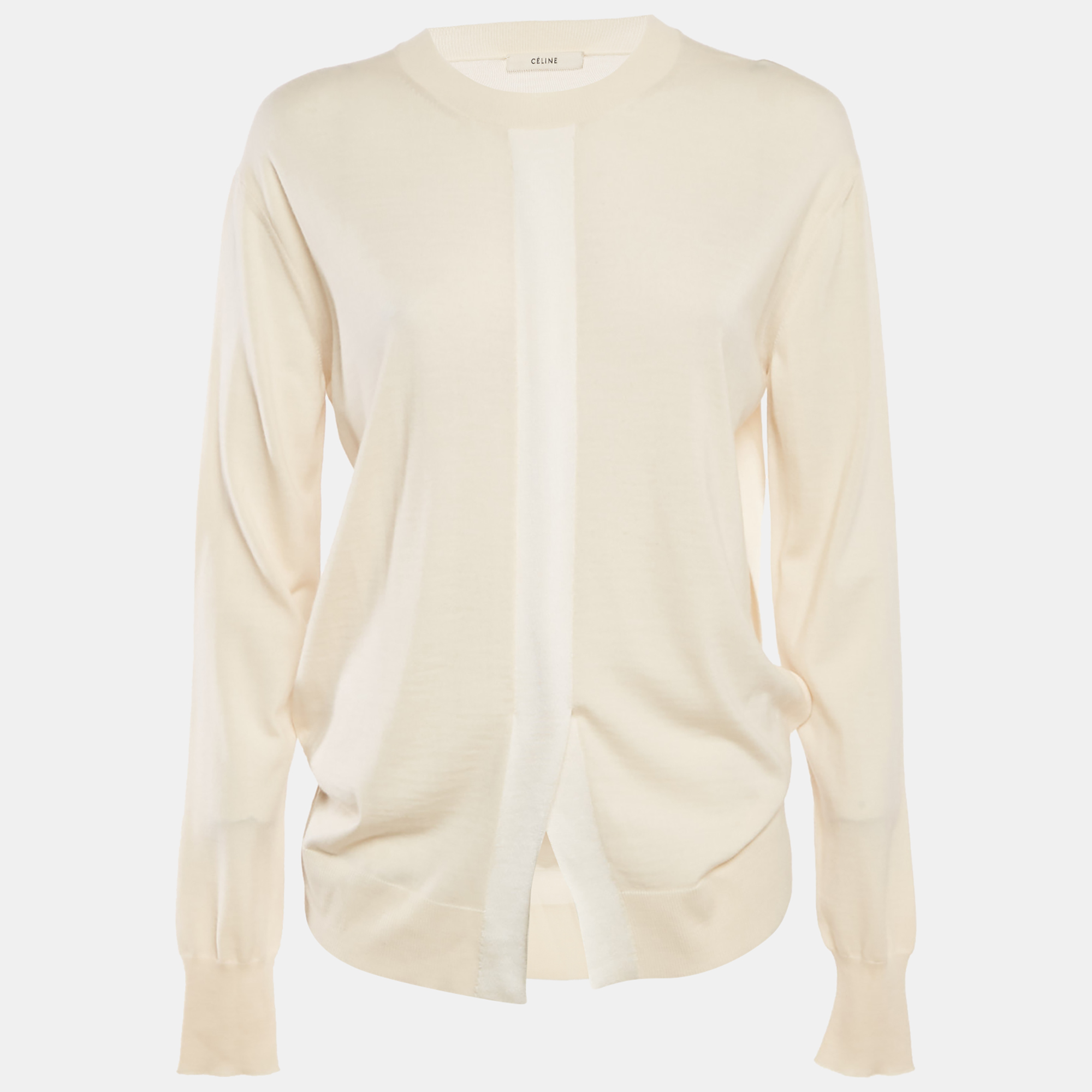 

Celine Cream Wool Blend Full Sleeves Sweater S