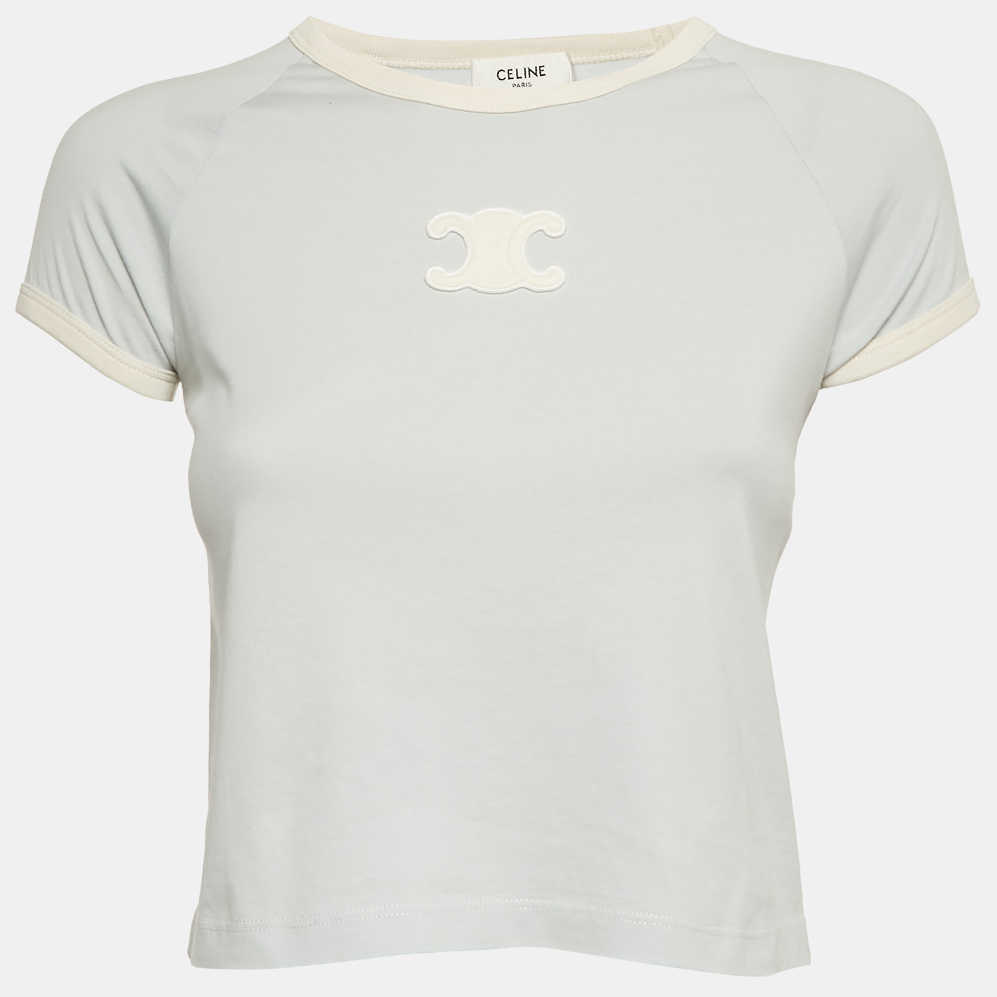 

Celine Blue Triomphe Applique Jersey T-Shirt XS