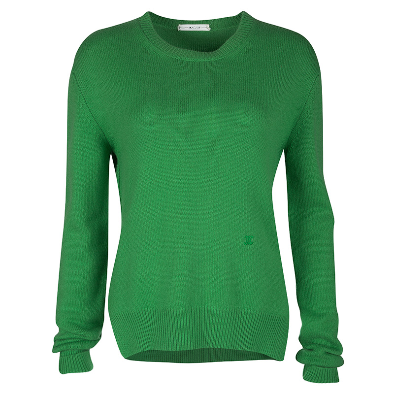 Celine Green Cashmere Crew Neck Sweater XS