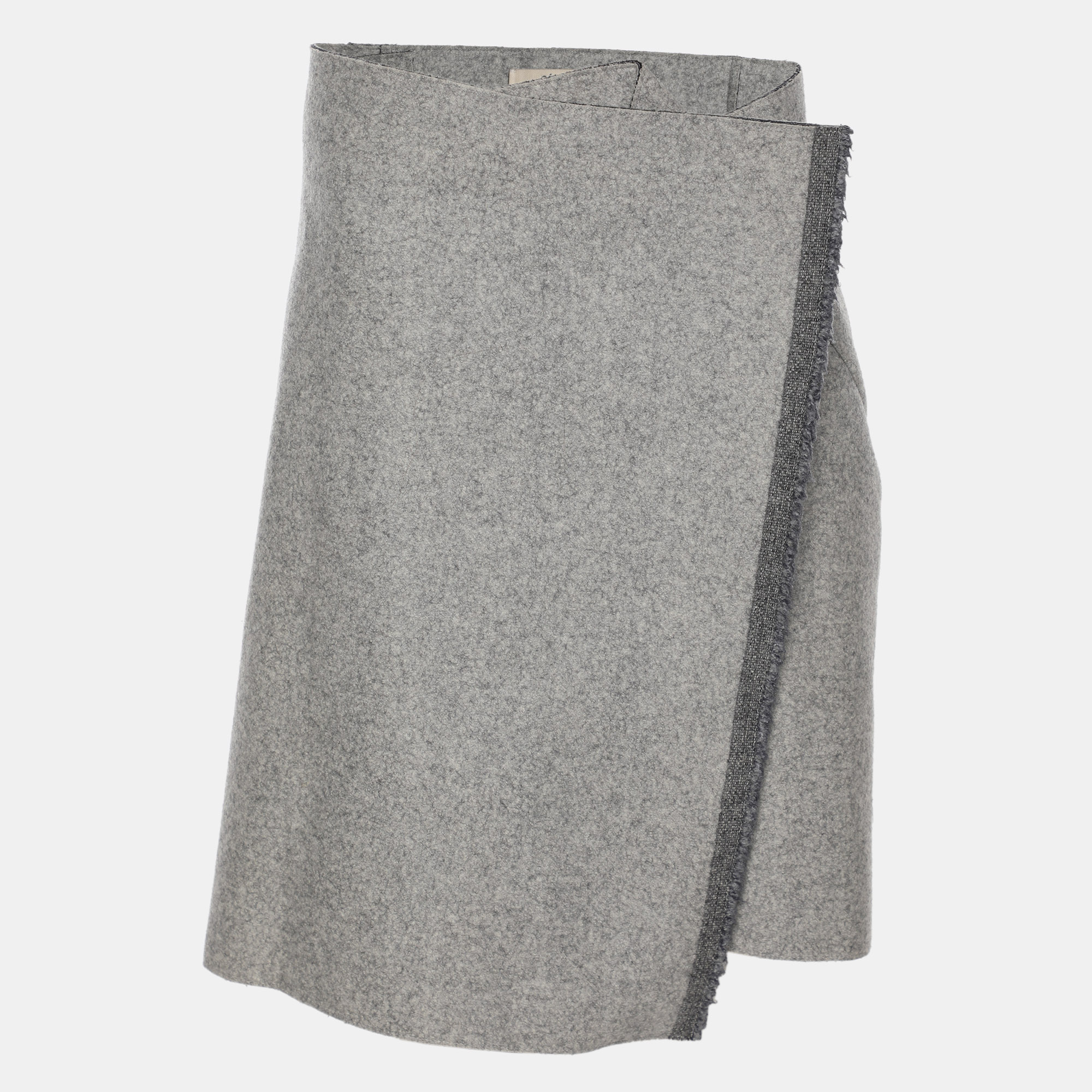 

Celine Grey Wool Blend Wrap Midi Skirt M