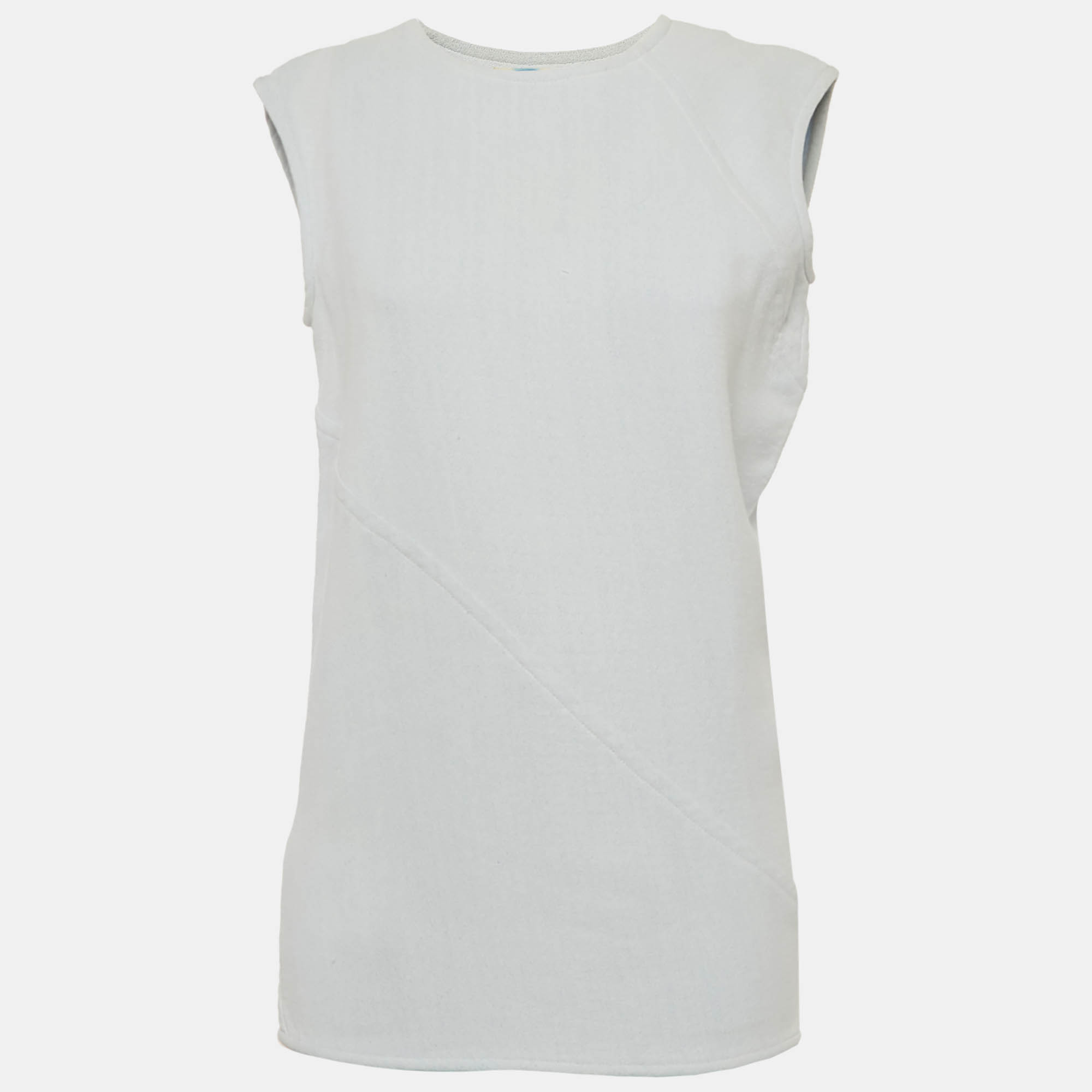 

Celine Light Blue Cotton Raime Blend Sleeveless Top S