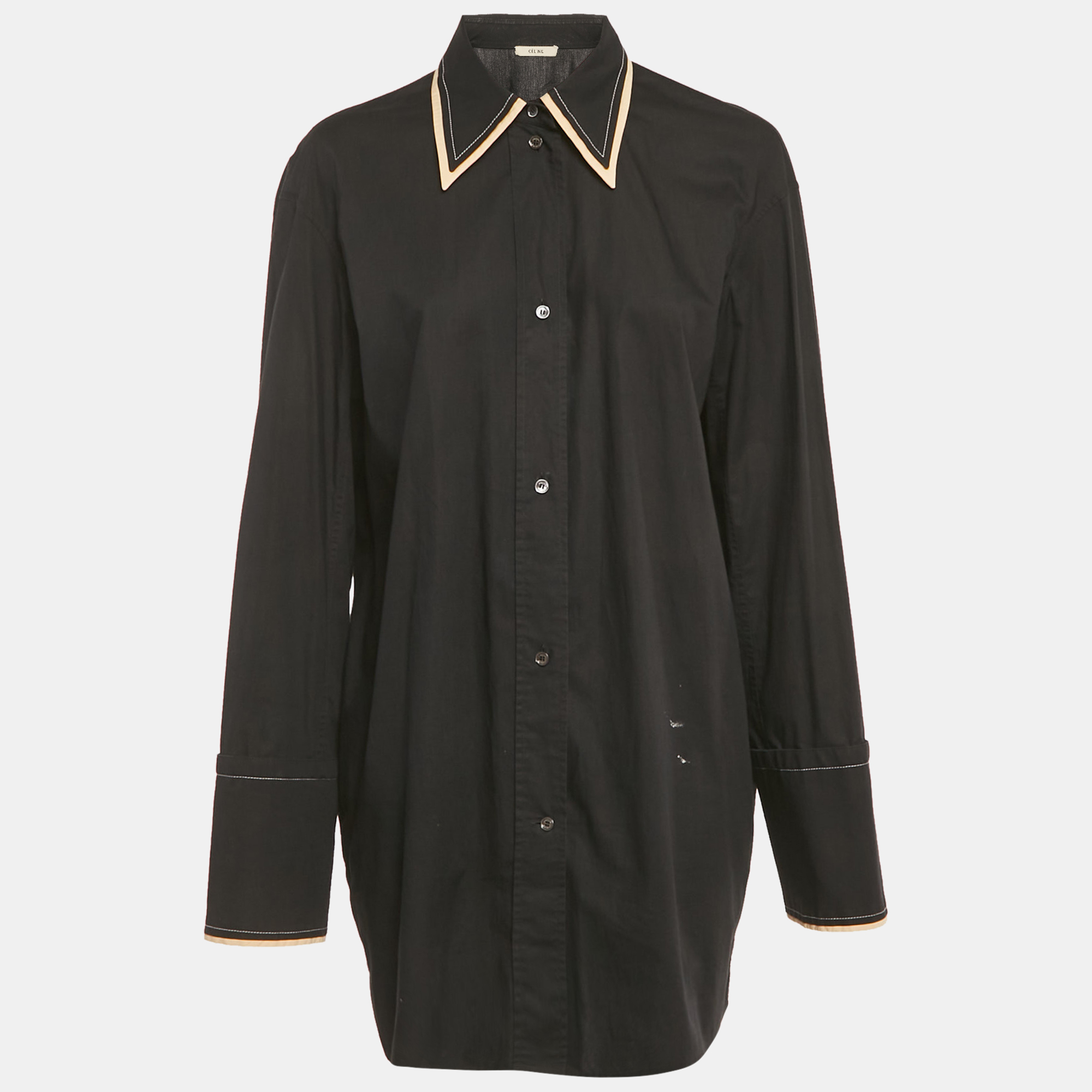 Celine Black Cotton Button Front Oversized Shirt S