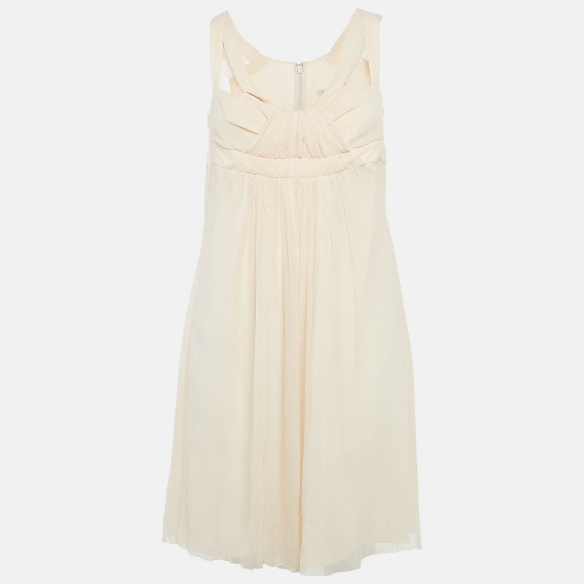 

Celine Beige Silk Gathered Mini Dress M