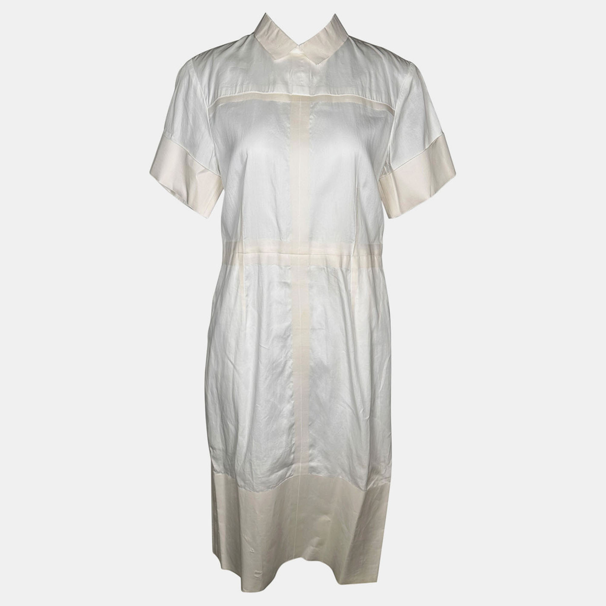 

Celine White Cotton Cargo Shirt Dress S