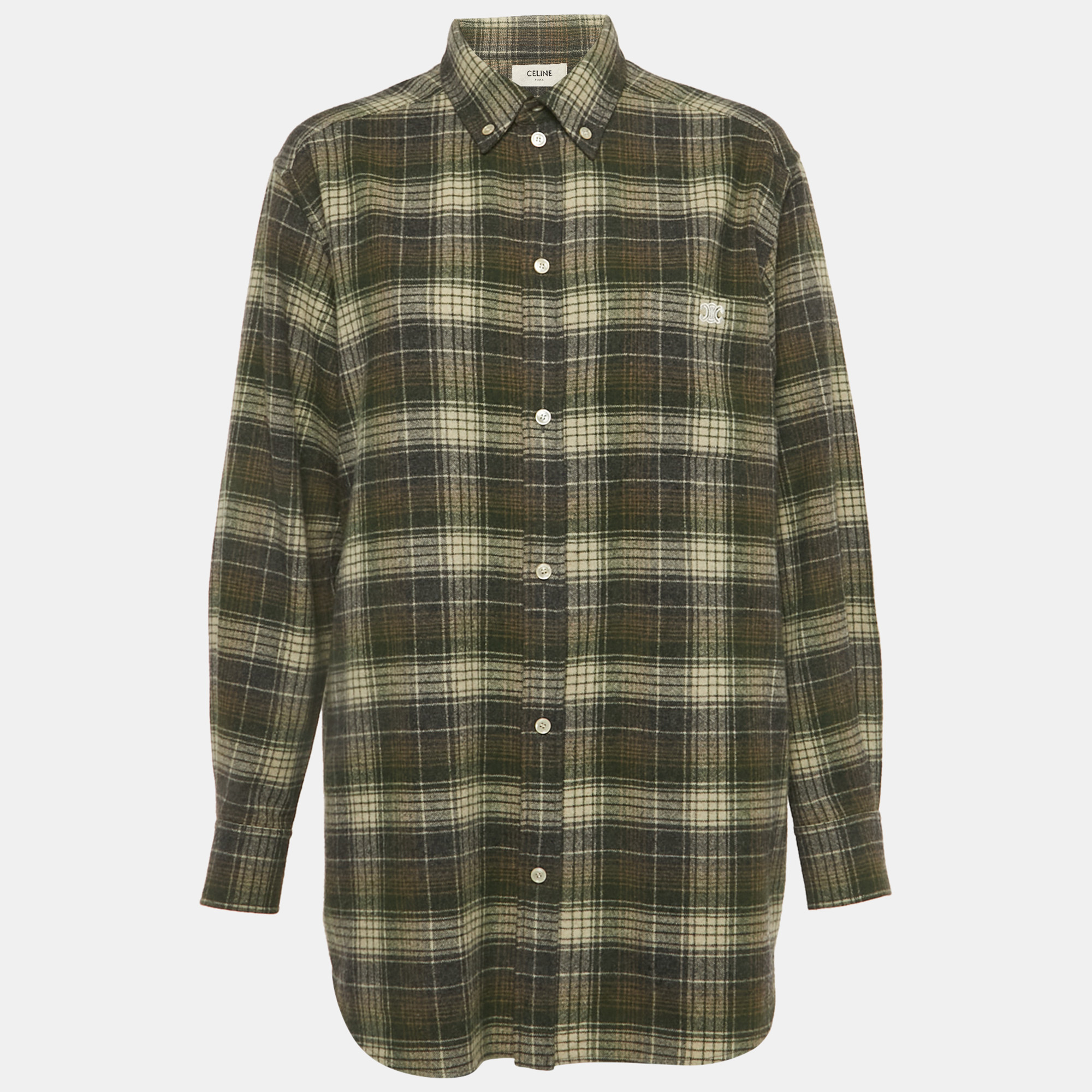 

Celine Green Trapper Wool Oversized Shirt M