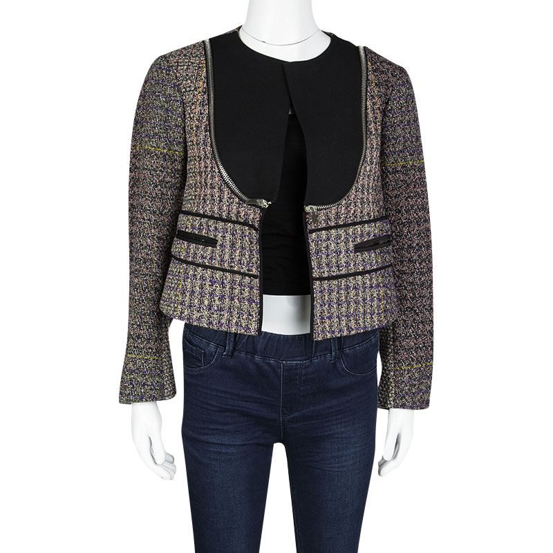 

Celine Multicolor Wool Zip Detail Crop Jacket