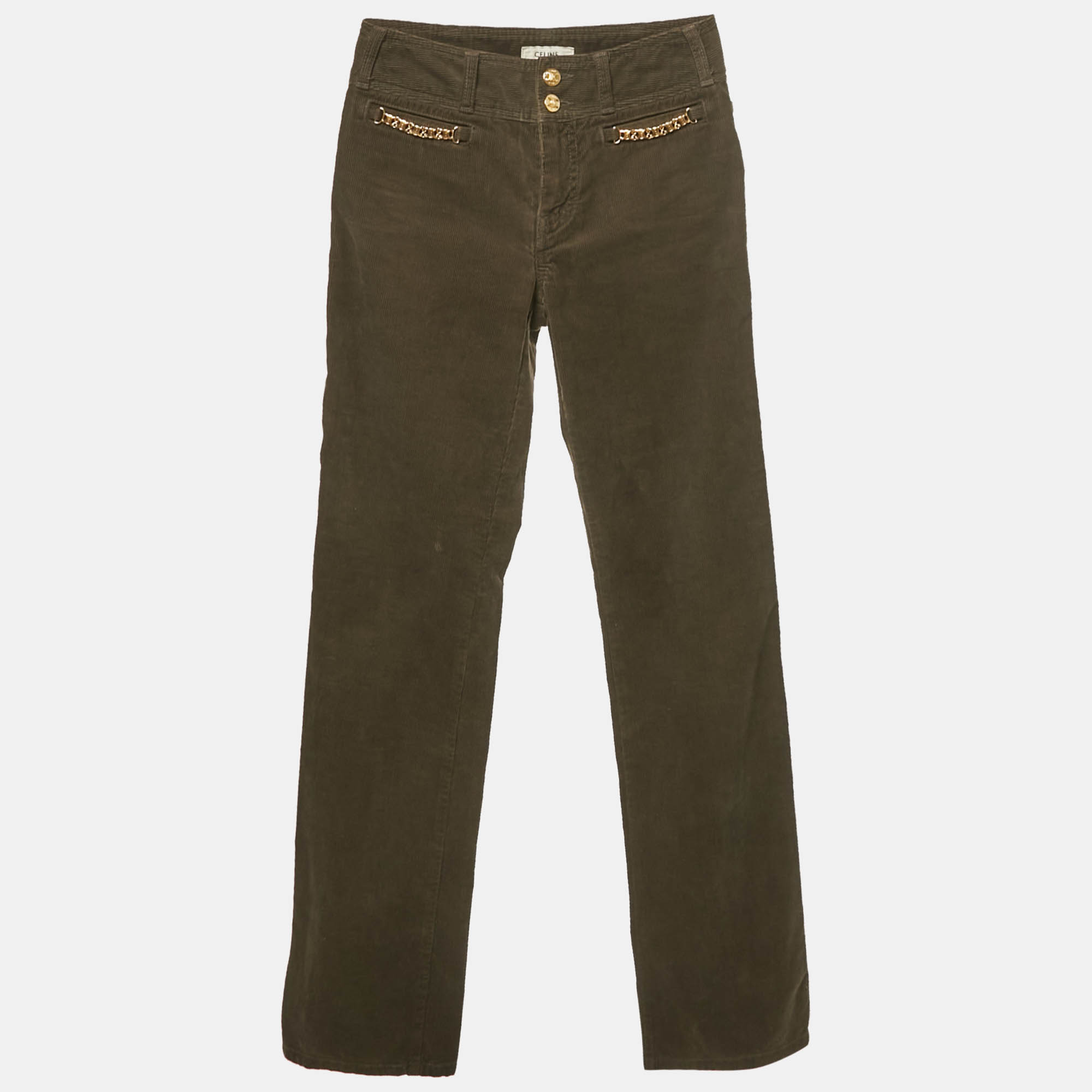

Celine Green Triomphe Detail Corduroy Jeans S/Waist 25"