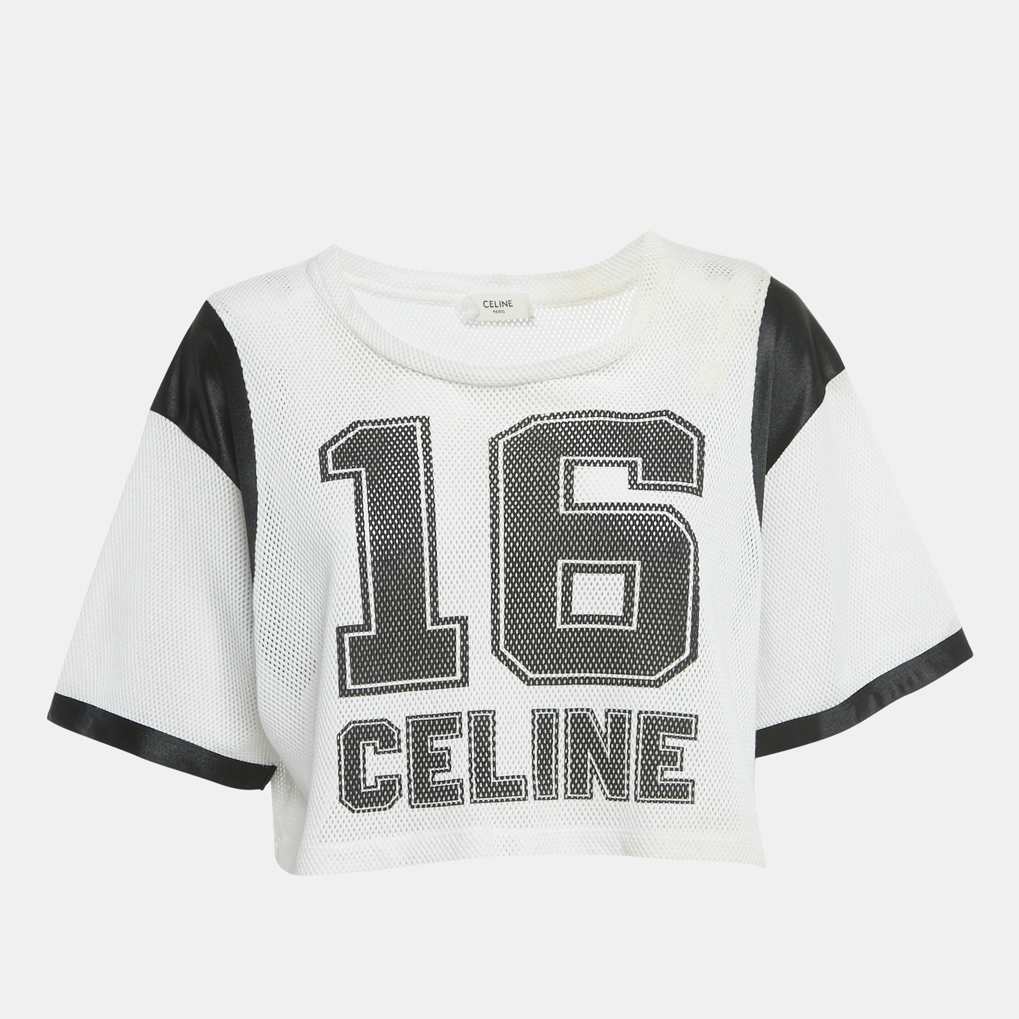 

Celine White Printed Mesh Jersey Crop Top S