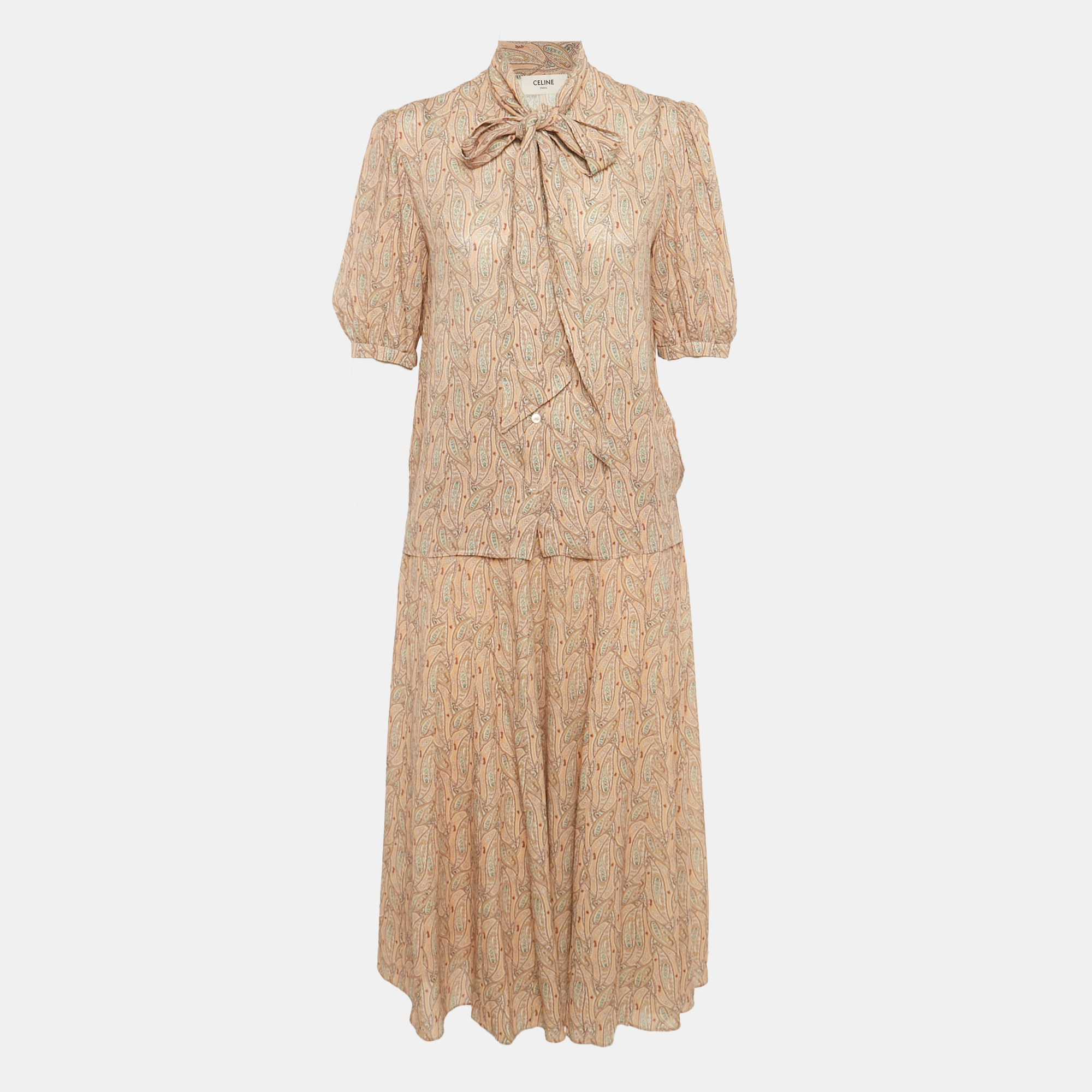

Celine Pink Paisley Print Crepe Skirt and Top Set M