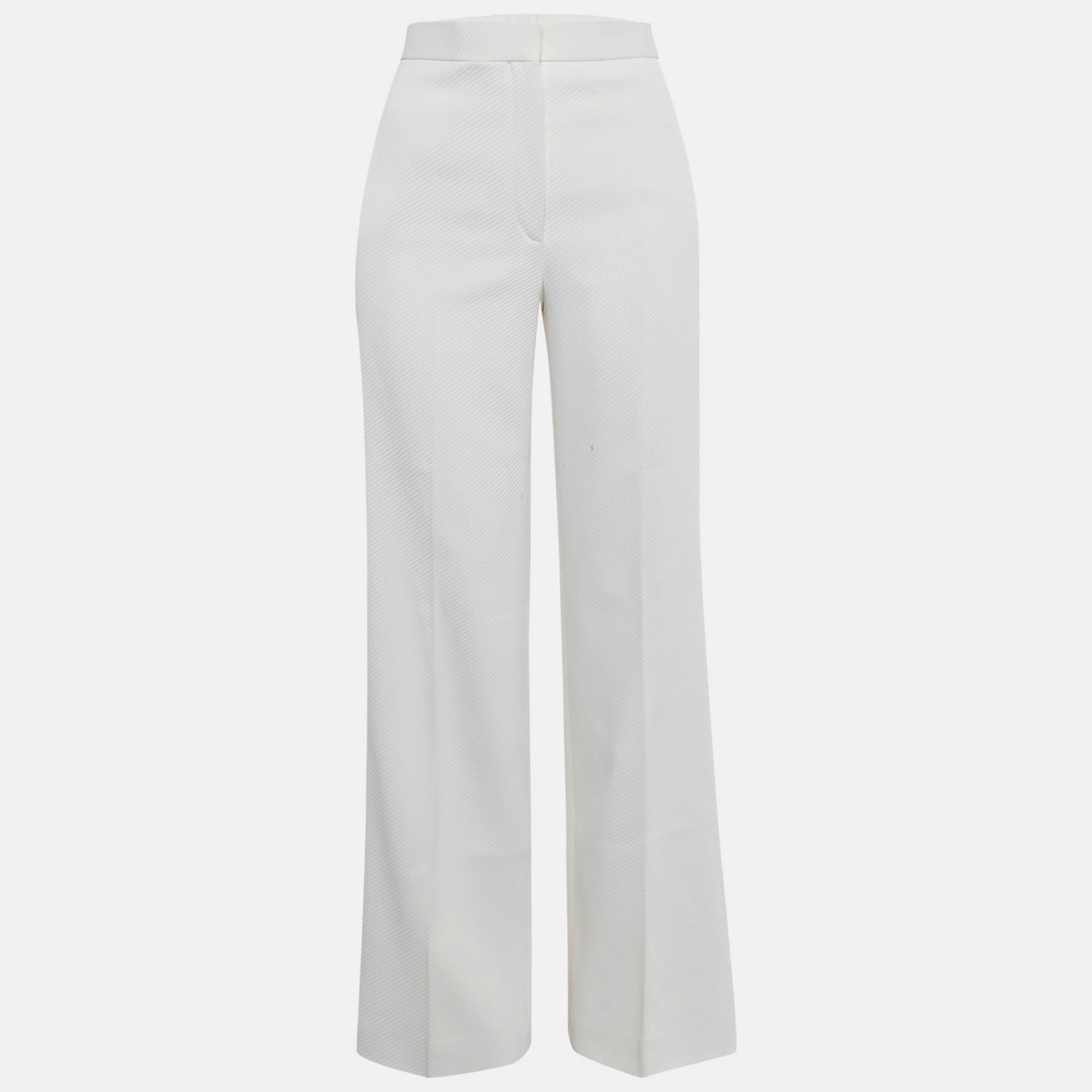 

Celine White Gabardine Wide-Leg Trousers M