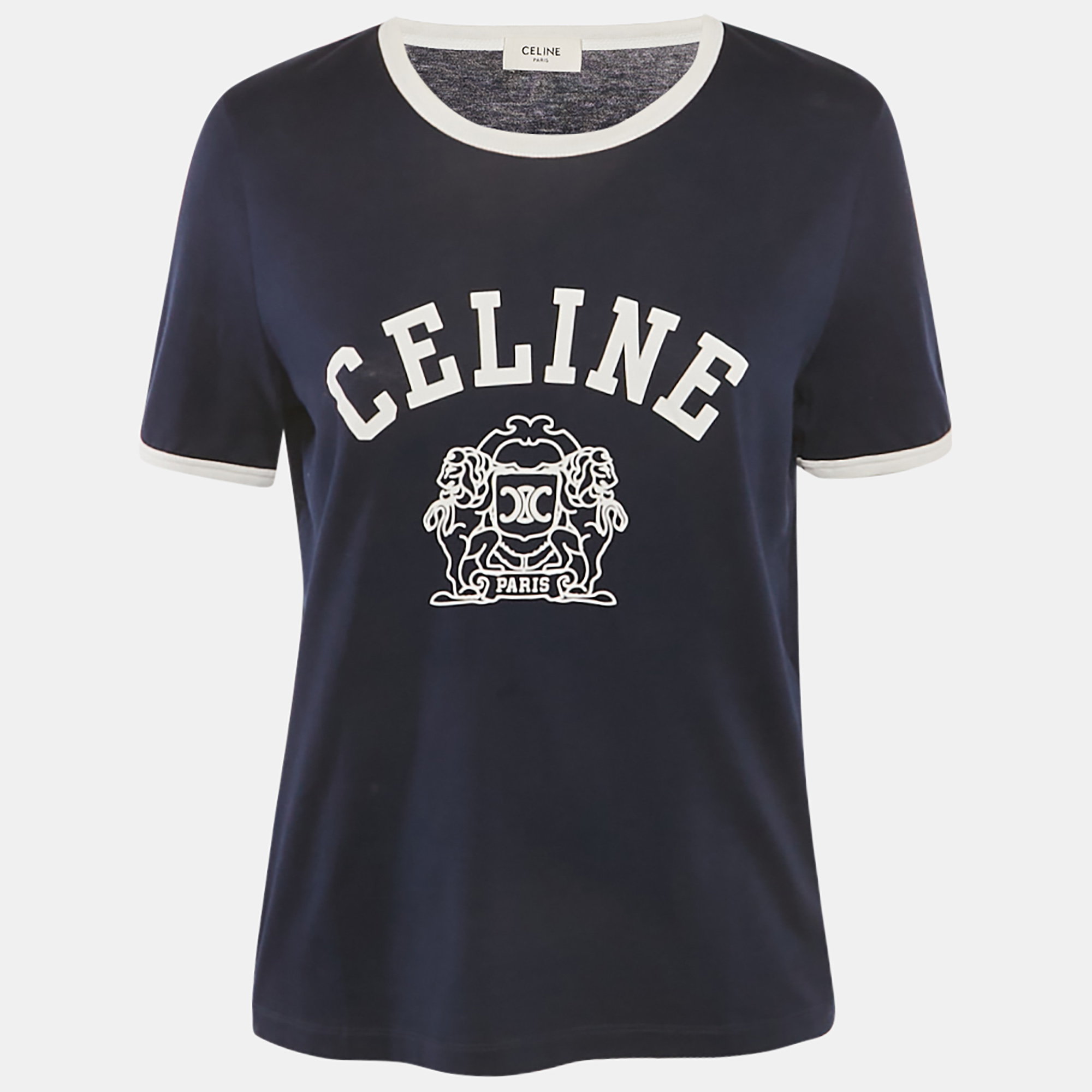 

Celine Navy Blue Blason 70's Printed Cotton Knit T-Shirt L