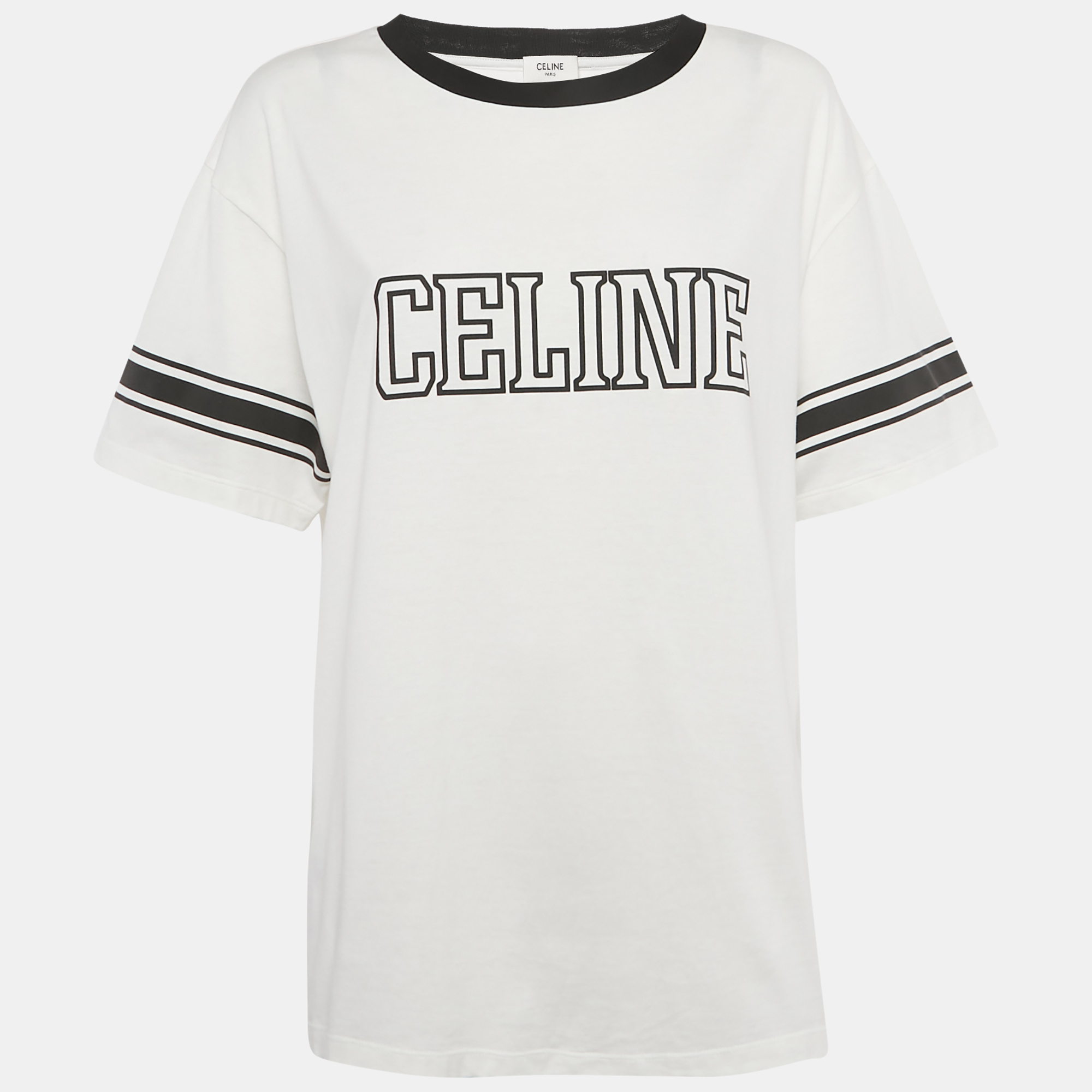 

Celine White Logo Print Triomphe T-Shirt L