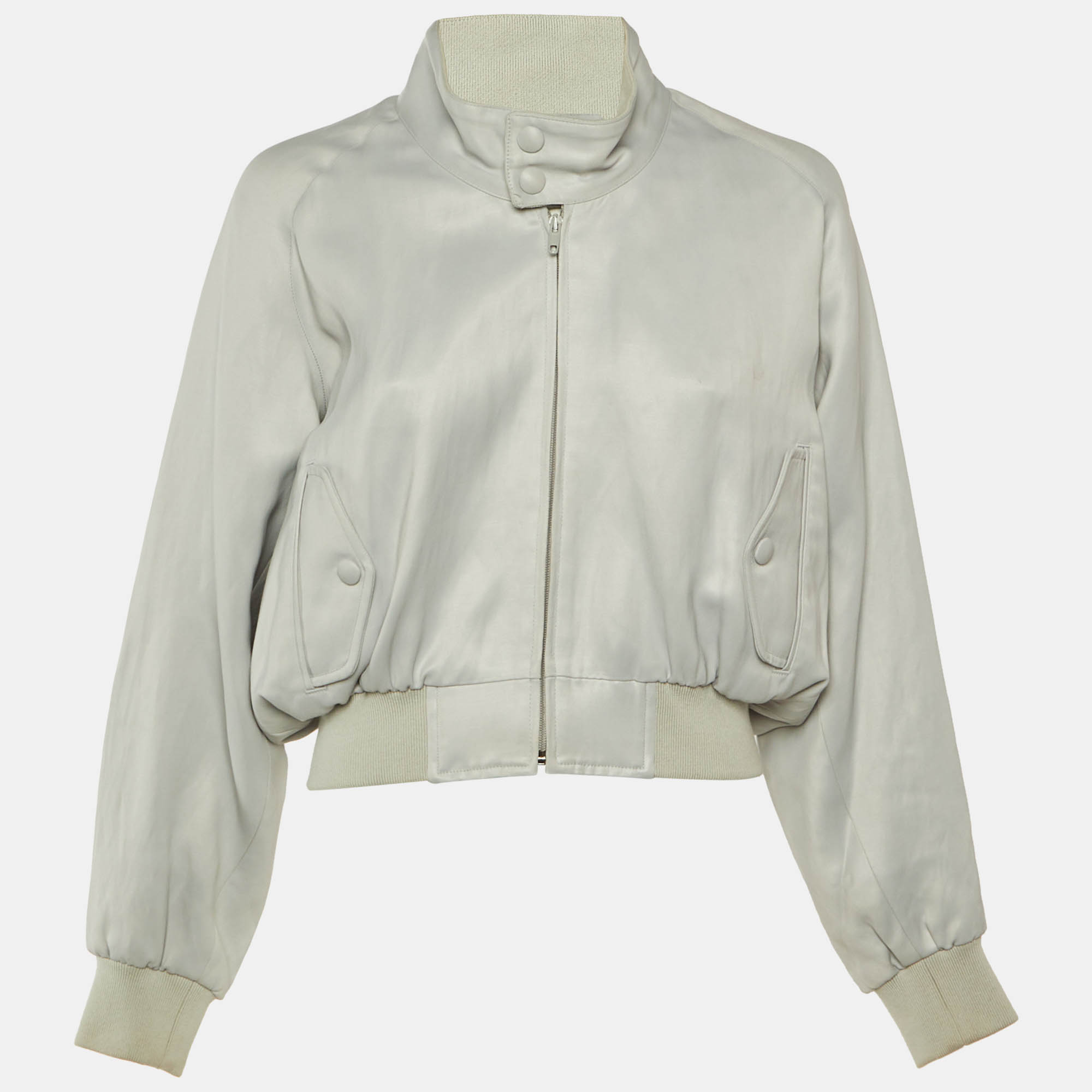 

Celine Grey Acetate Blend Cocoon Aviator Bomber Jacket M