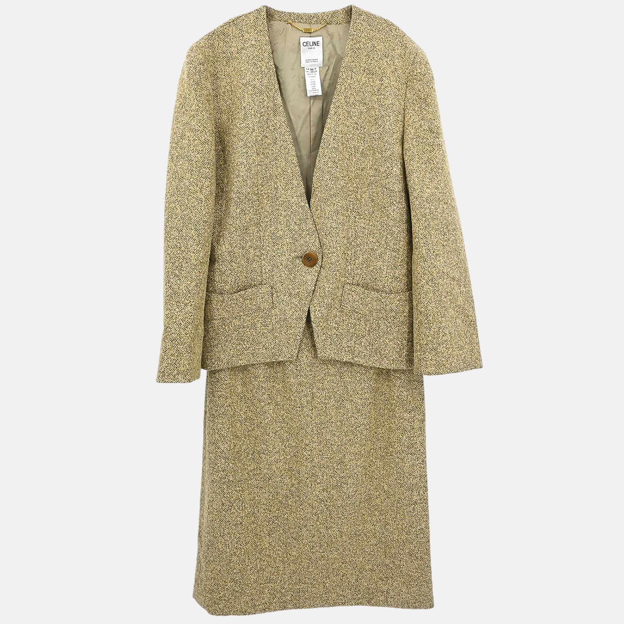 

Celine Setup Suit Jacket Skirt Beige #38