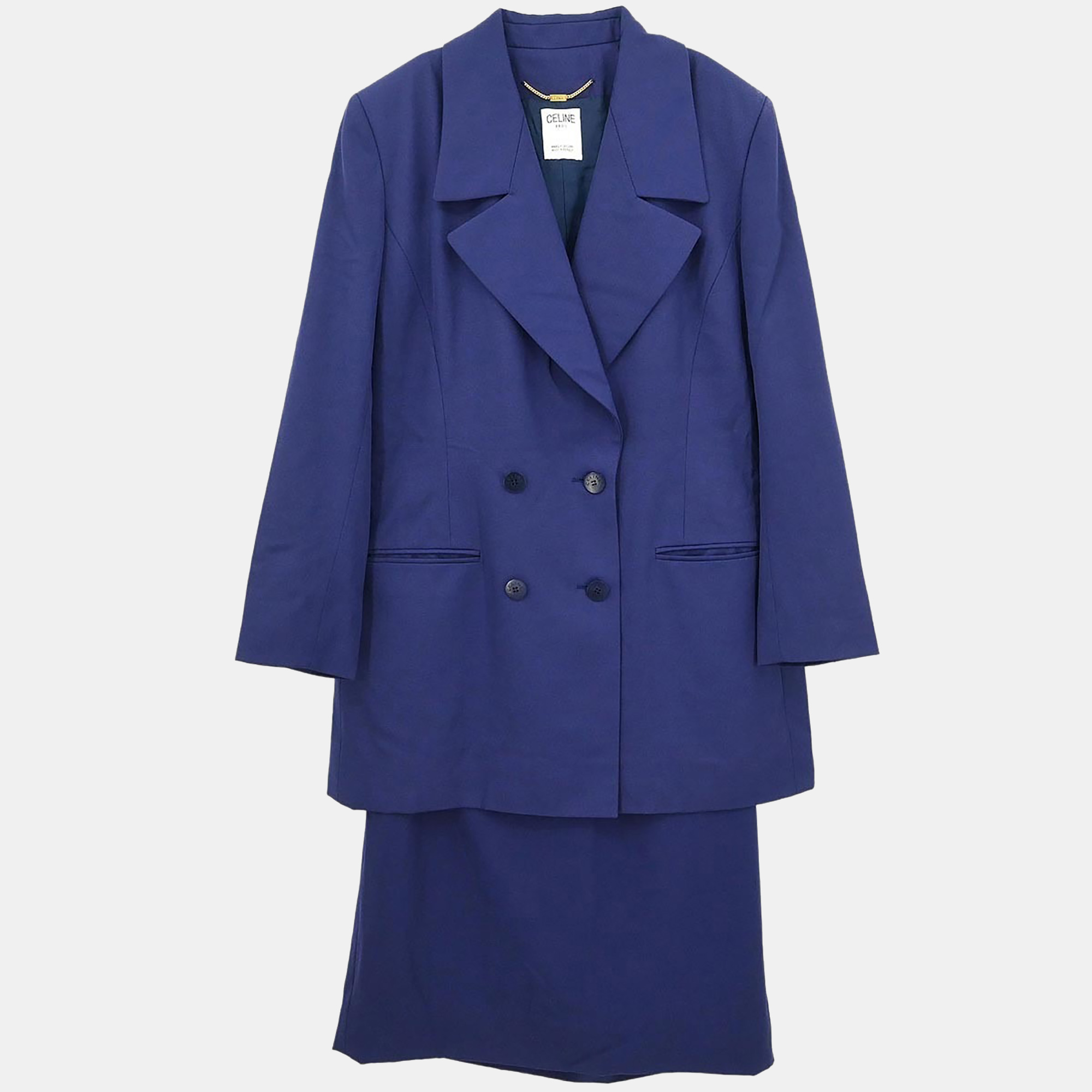 

Celine Setup Suit Jacket Skirt Navy #44, Navy blue