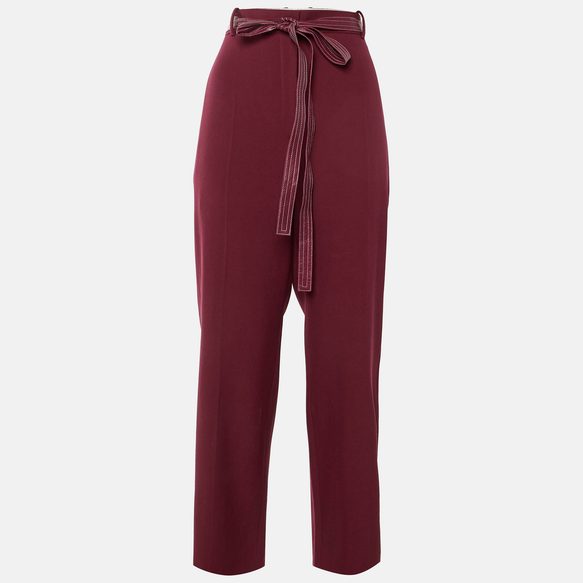 

Celine Burgundy Wool Belted Trousers M