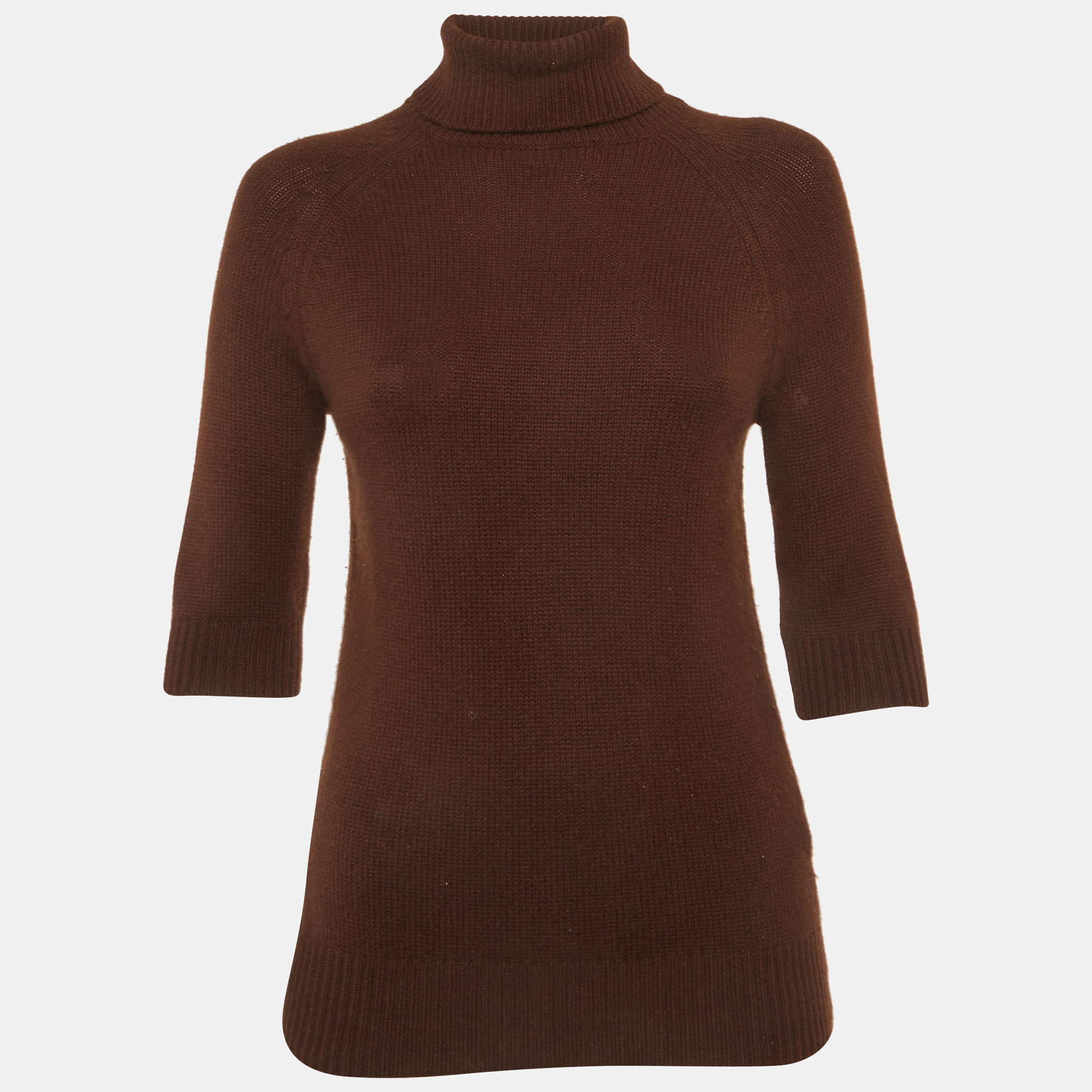 Pre-owned Celine Brown Rib Knit Turtle Neck Sweater M