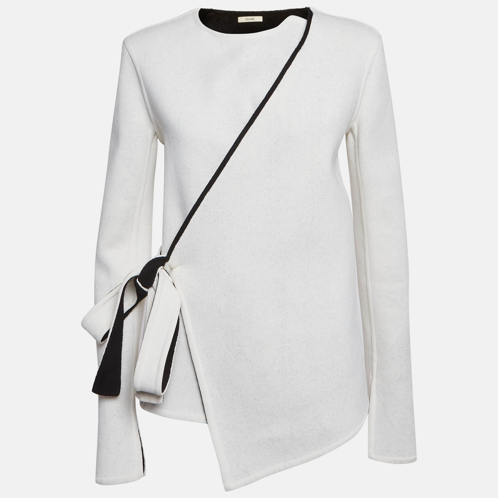 

Celine White/Black Stretch Cotton Contrast Trim Oversized Coat S