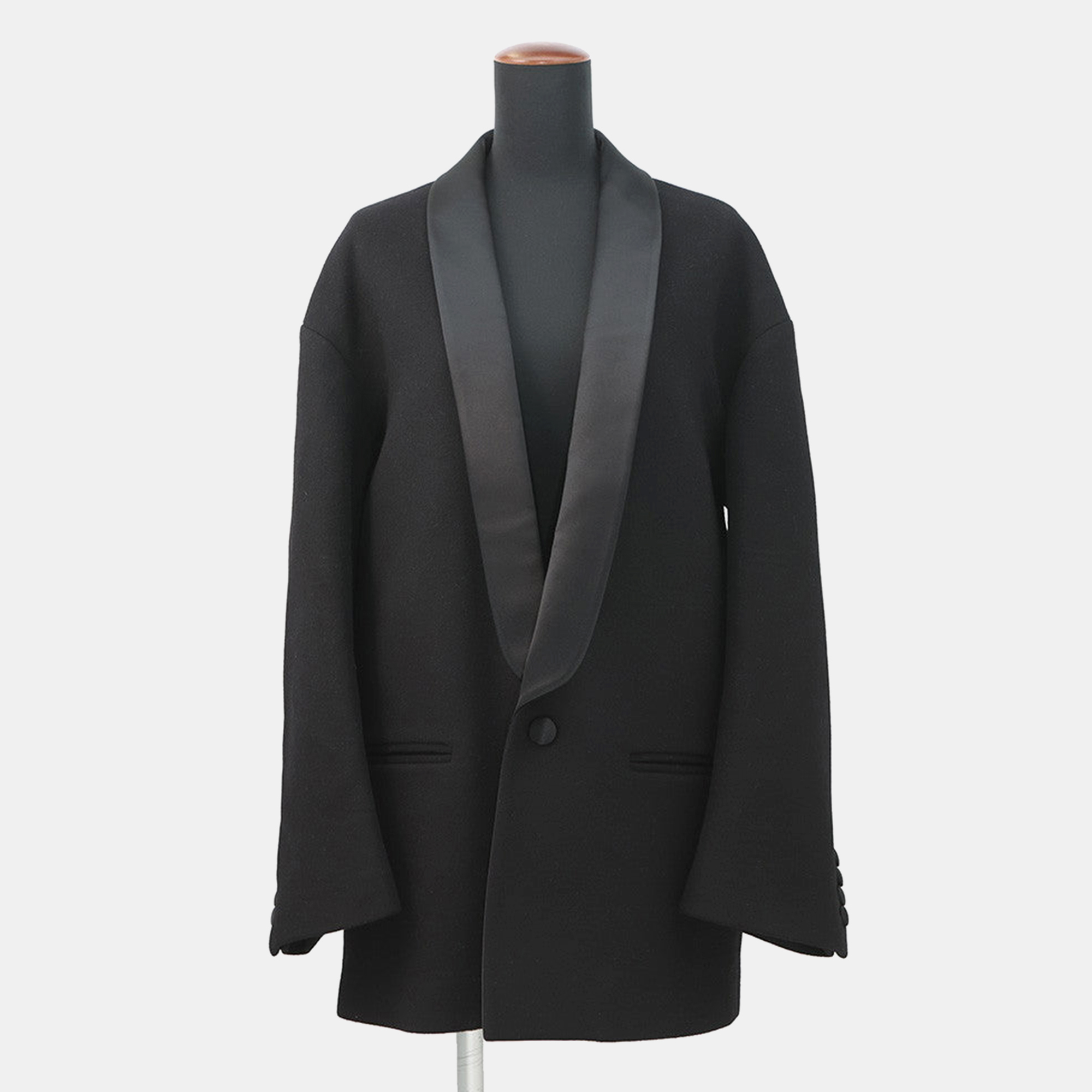 Pre-owned Celine Cashmere Tuxedo Coat Size 34 Black Cashmere100%