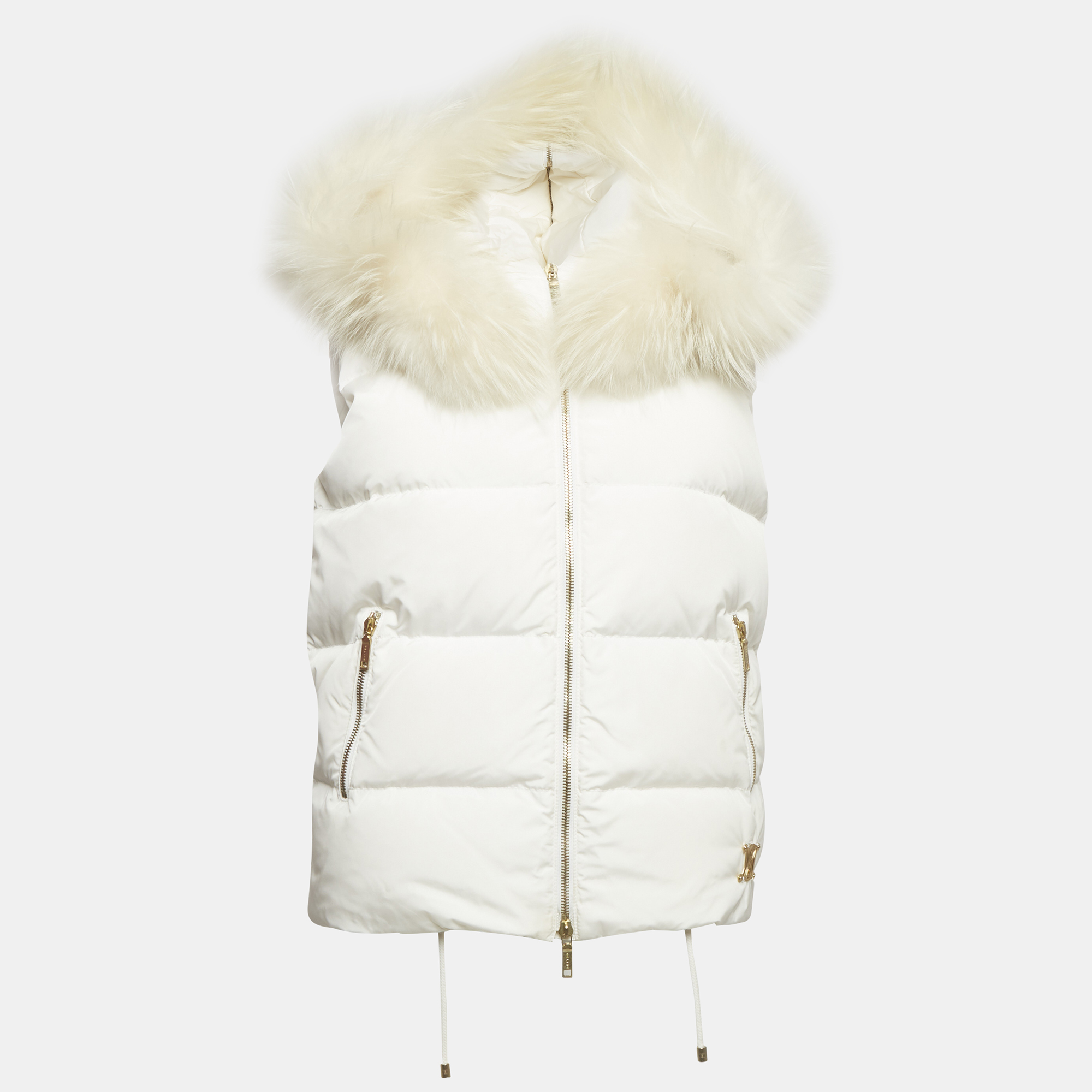 

Celine White Synthetic Fur Trim Puffer Vest S