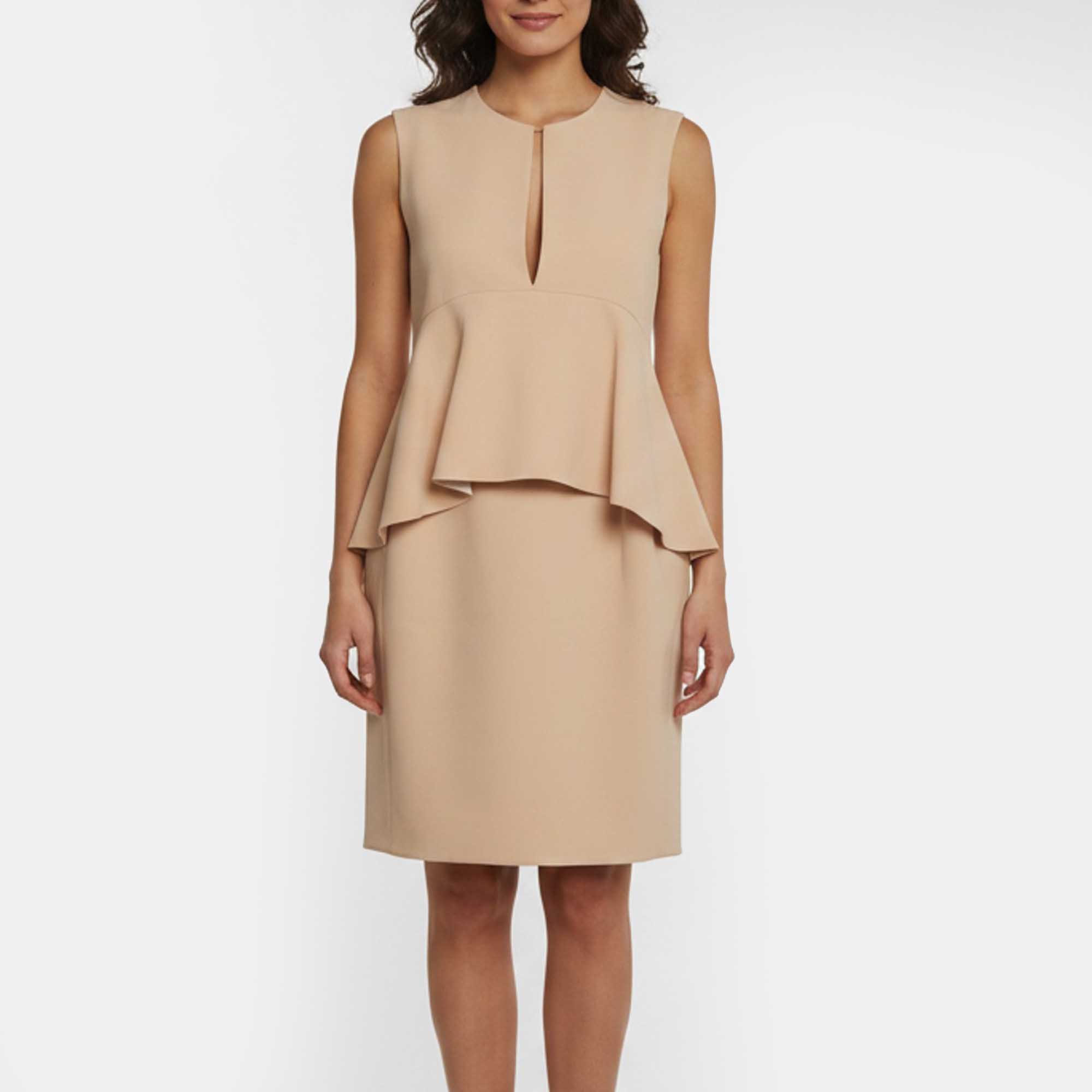 

Celine Beige Crepe Mini Peplum Dress M