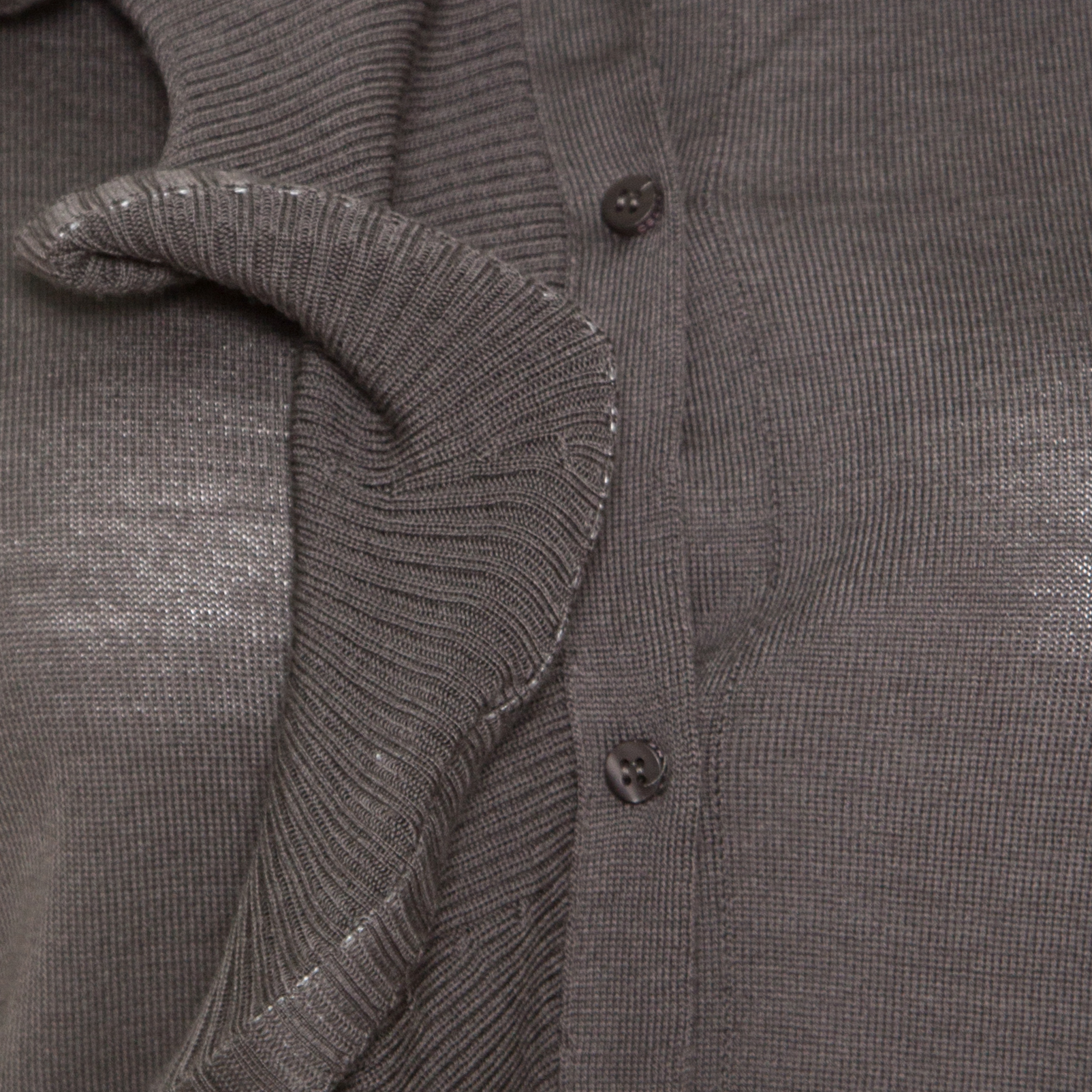 Pre-owned Celine Grey Wool Ruffled Asymmetric Neckline Detail Button Front Cardigan M