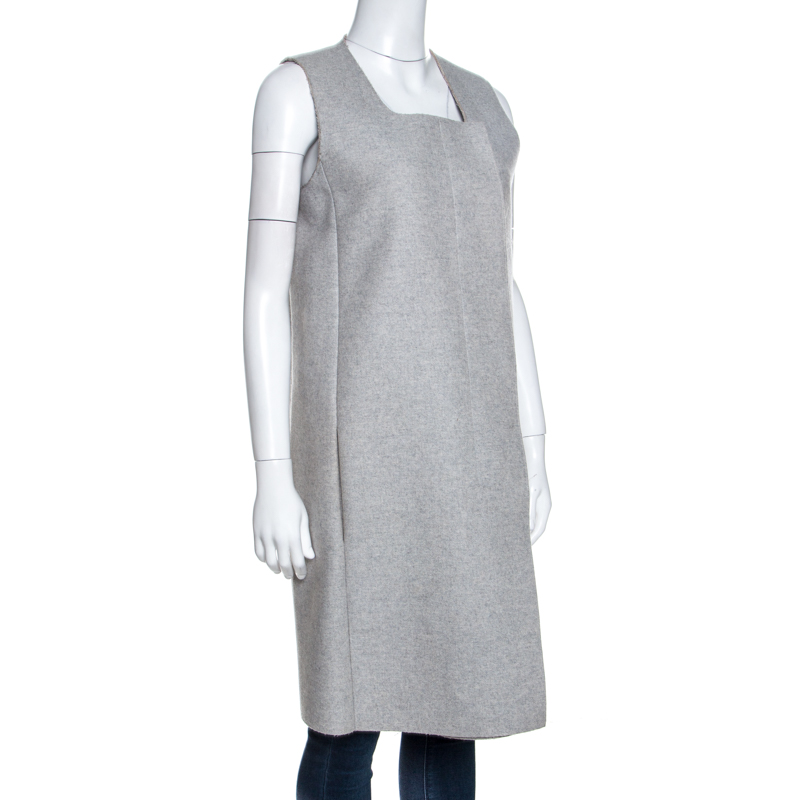 

Celine Grey Felt Wool Sleeveless Structured Jacket