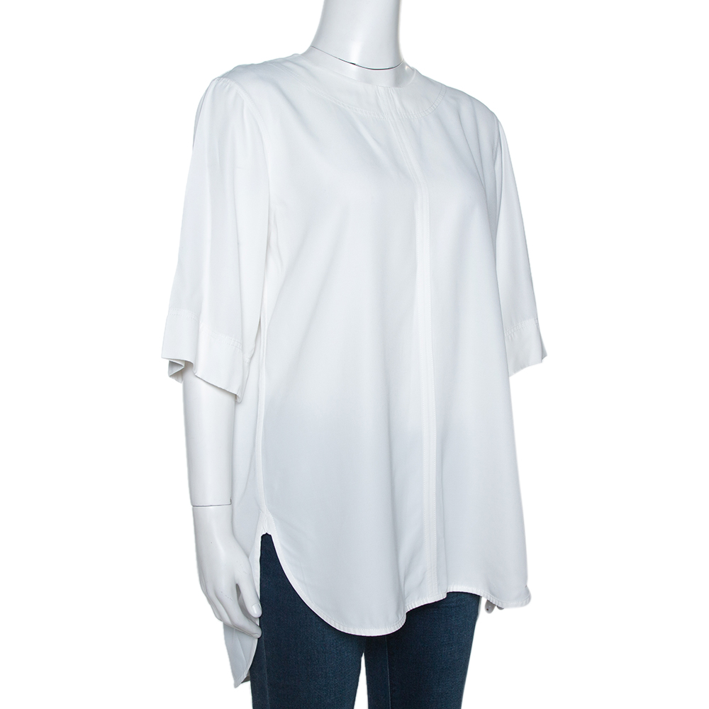 

Celine White Three Quarter Sleeve Tunic Top