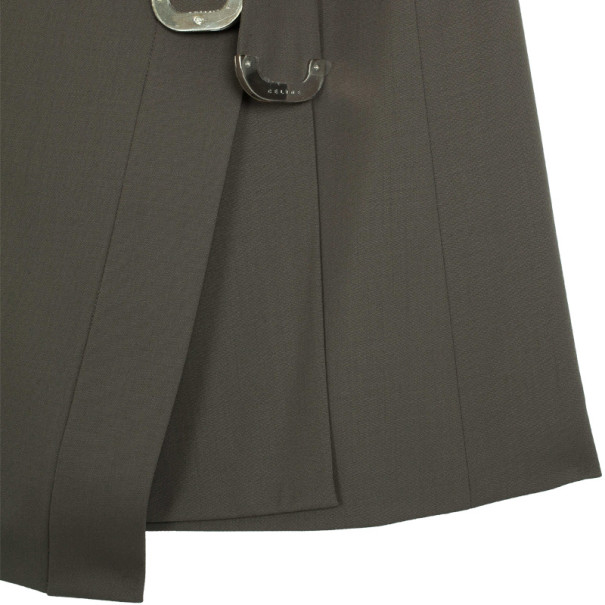 

Celine Green Wool A-Line Skirt