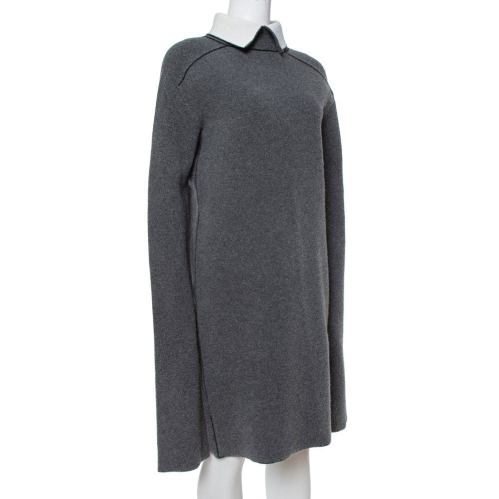 

Celine Grey Wool Contrast Turtle Neck Sweater Dress