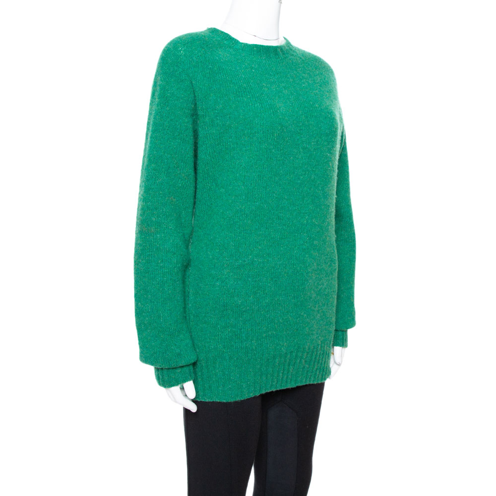 

Celine Green Wool Knit Crew Neck Sweater