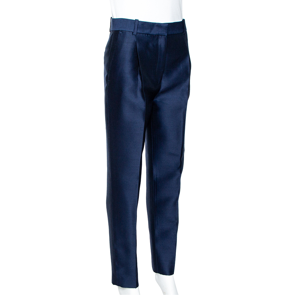 

Celine Navy Blue Wool & Silk Tapered Trousers