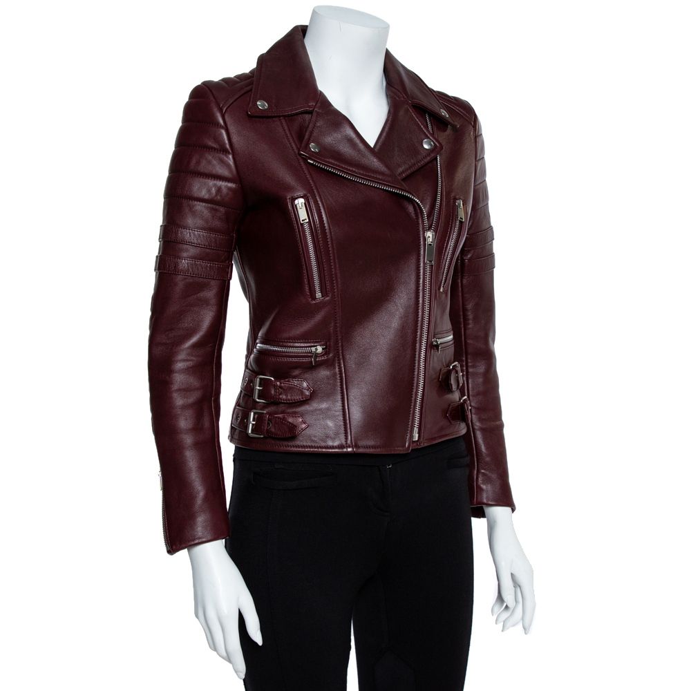 

Celine Burgundy Leather Biker Jacket