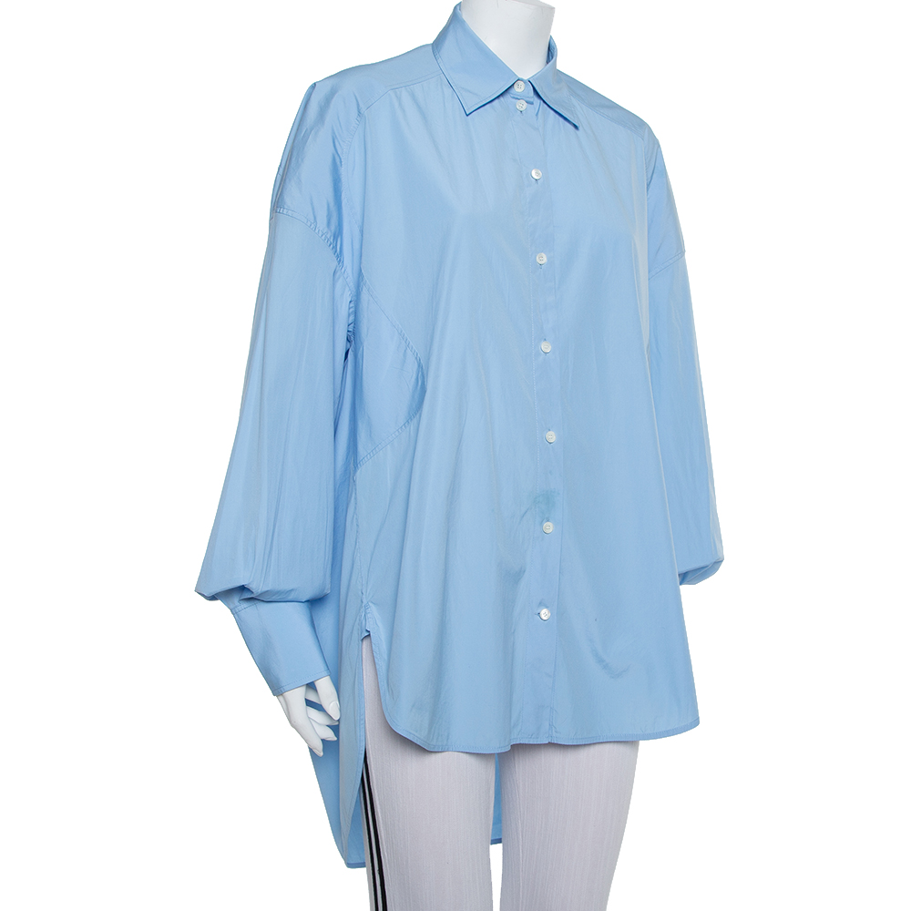 

Celine Blue Cotton Paneled Oversized Shirt