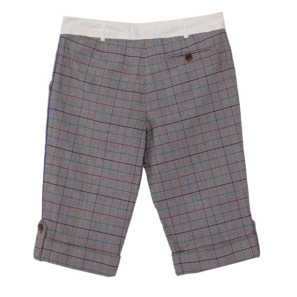 

Celine Vintage Grey Micro Check Pattern Cotton Shorts