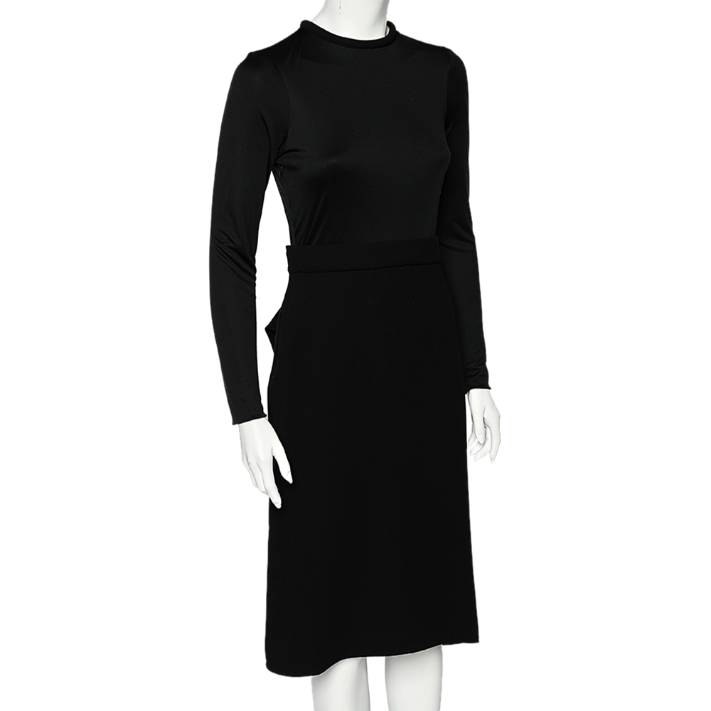 

Celine Black Crepe & Silk Cut-Out Back Detailed Long Sleeve Dress