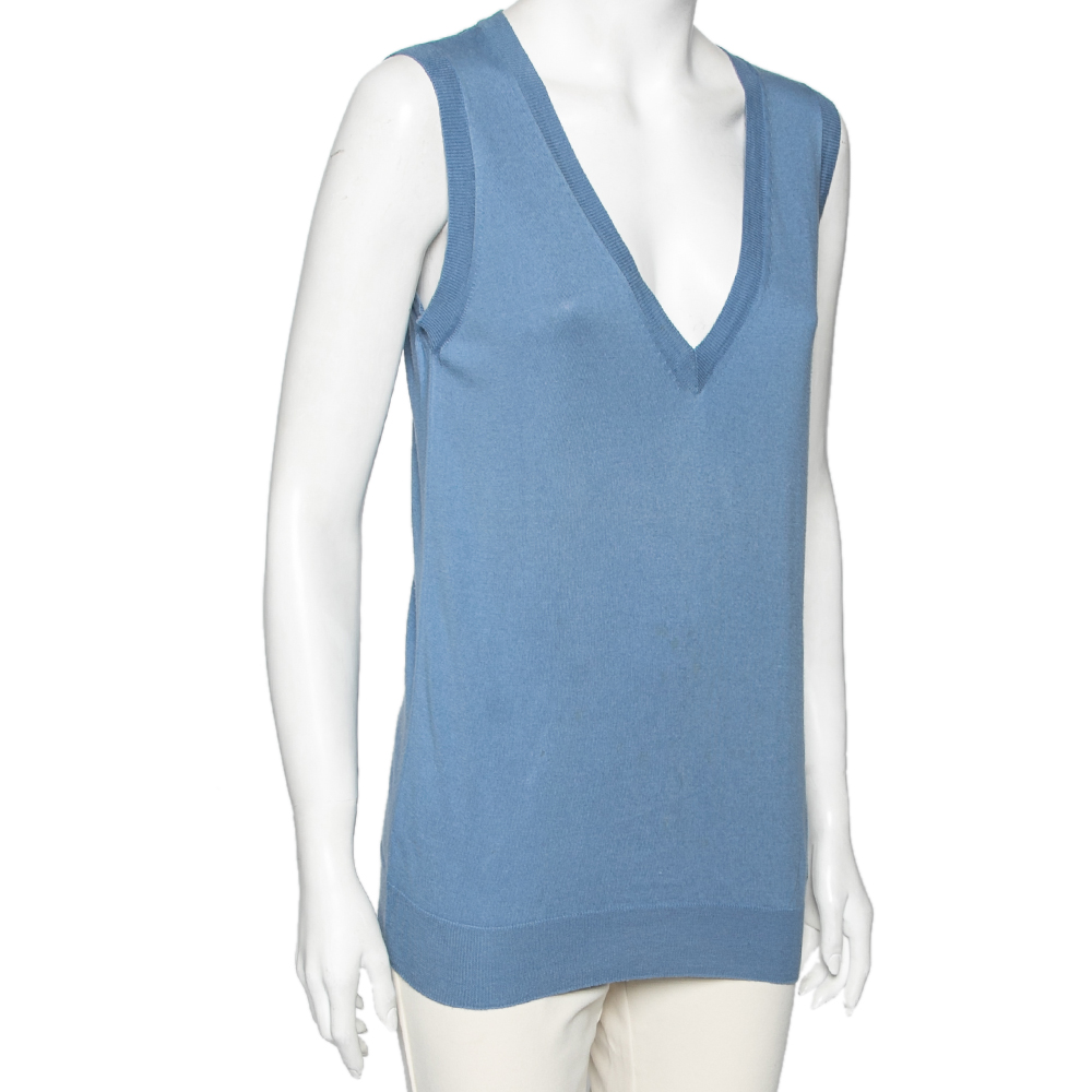 

Celine Blue Knit Sleeveless Sweater